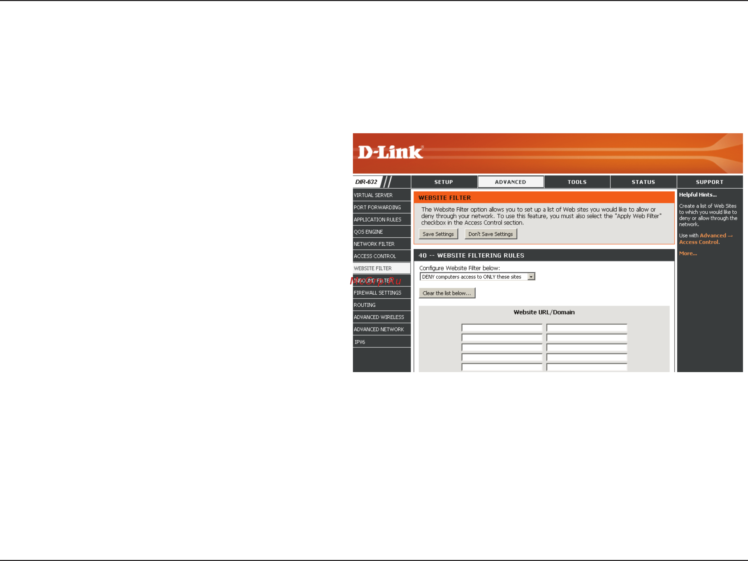 D-Link DIR-632 [45/116] Website filters