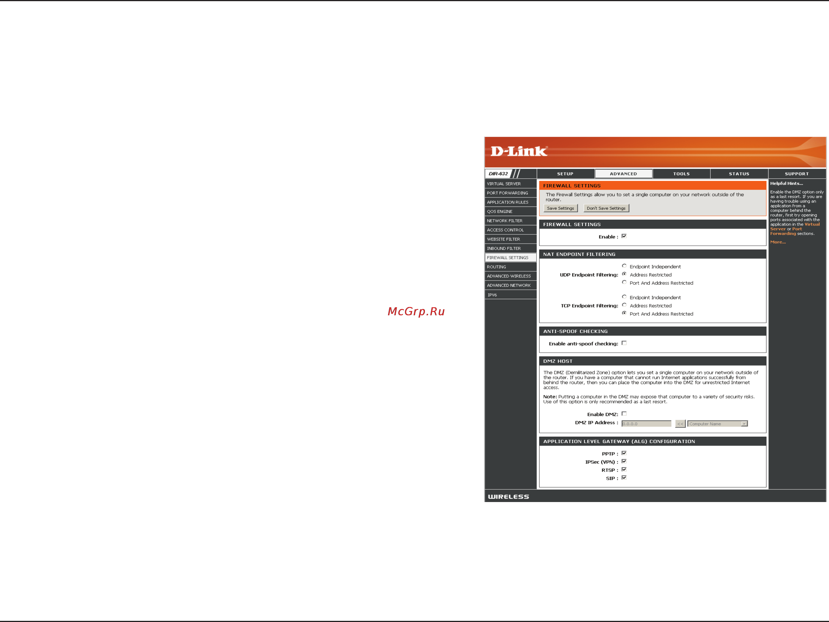 D-Link DIR-632 [47/116] Firewall settings