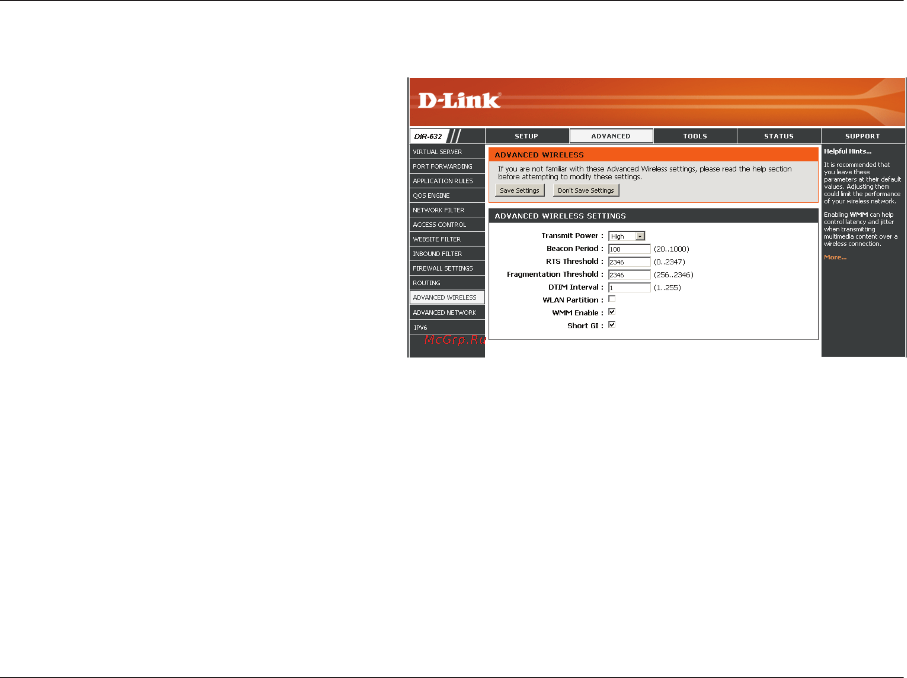D-Link DIR-632 [49/116] Advanced wireless settings
