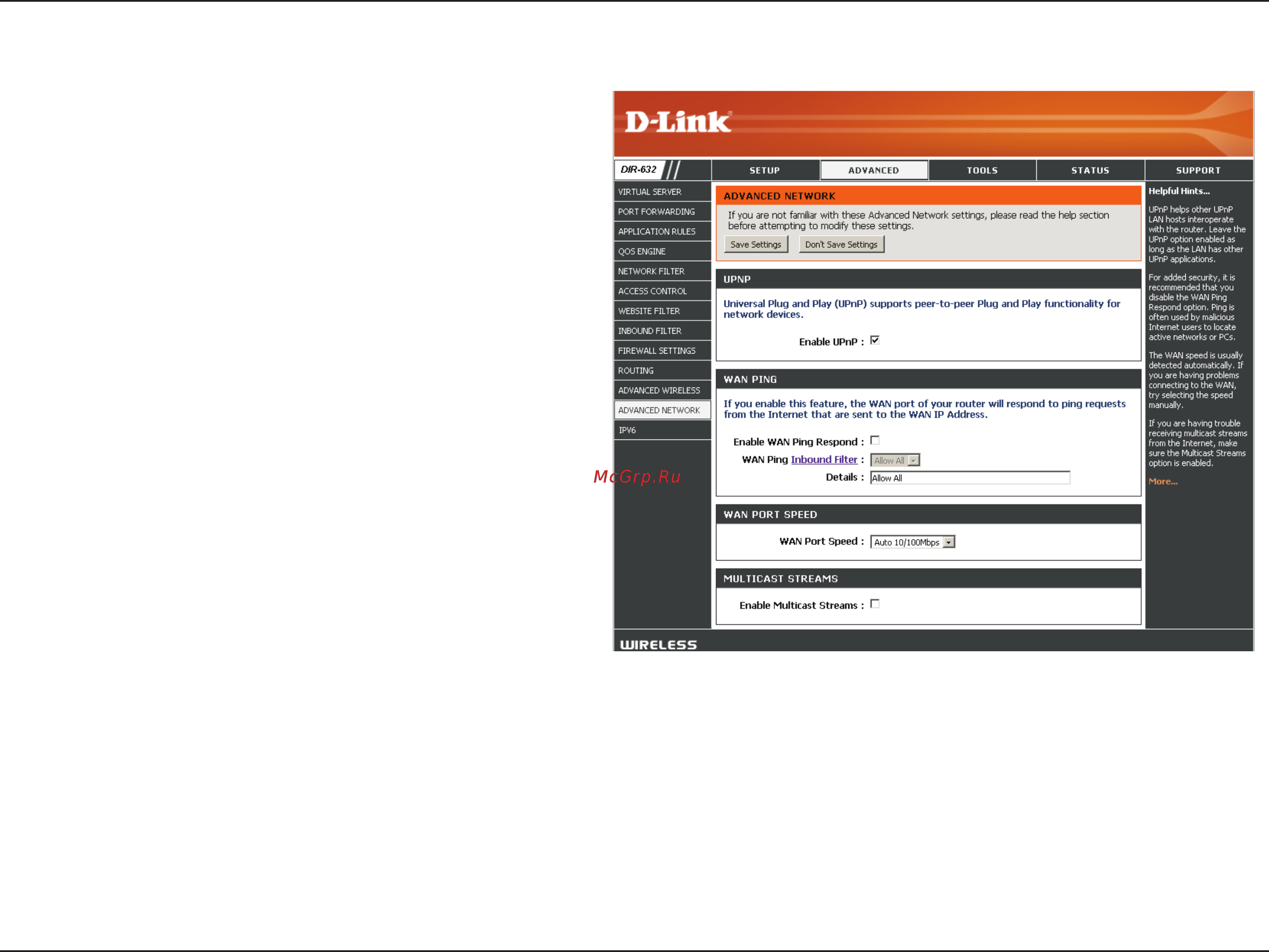 D-Link DIR-632 [50/116] Advanced network settings