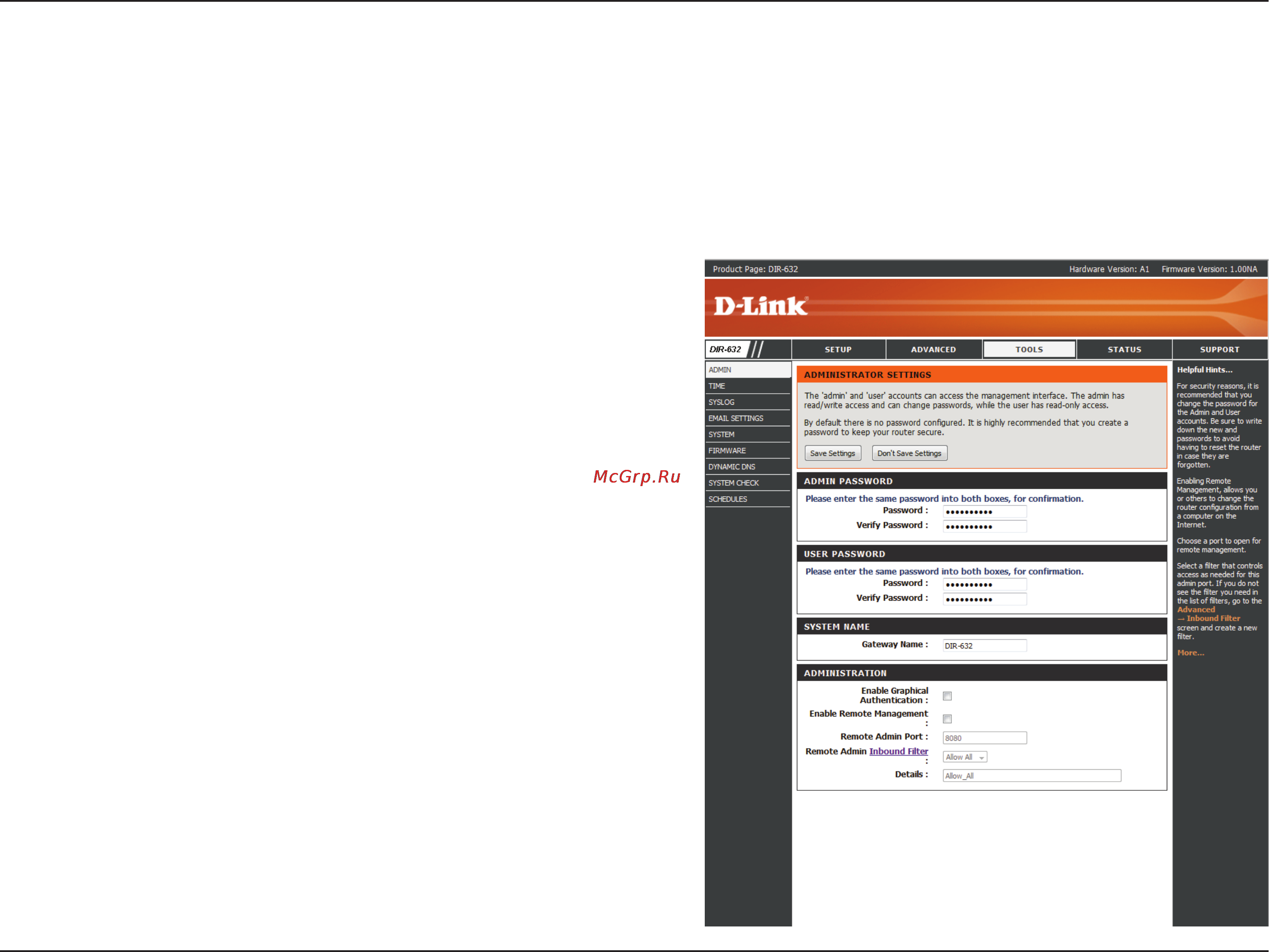 D-Link DIR-632 [64/116] Administrator settings