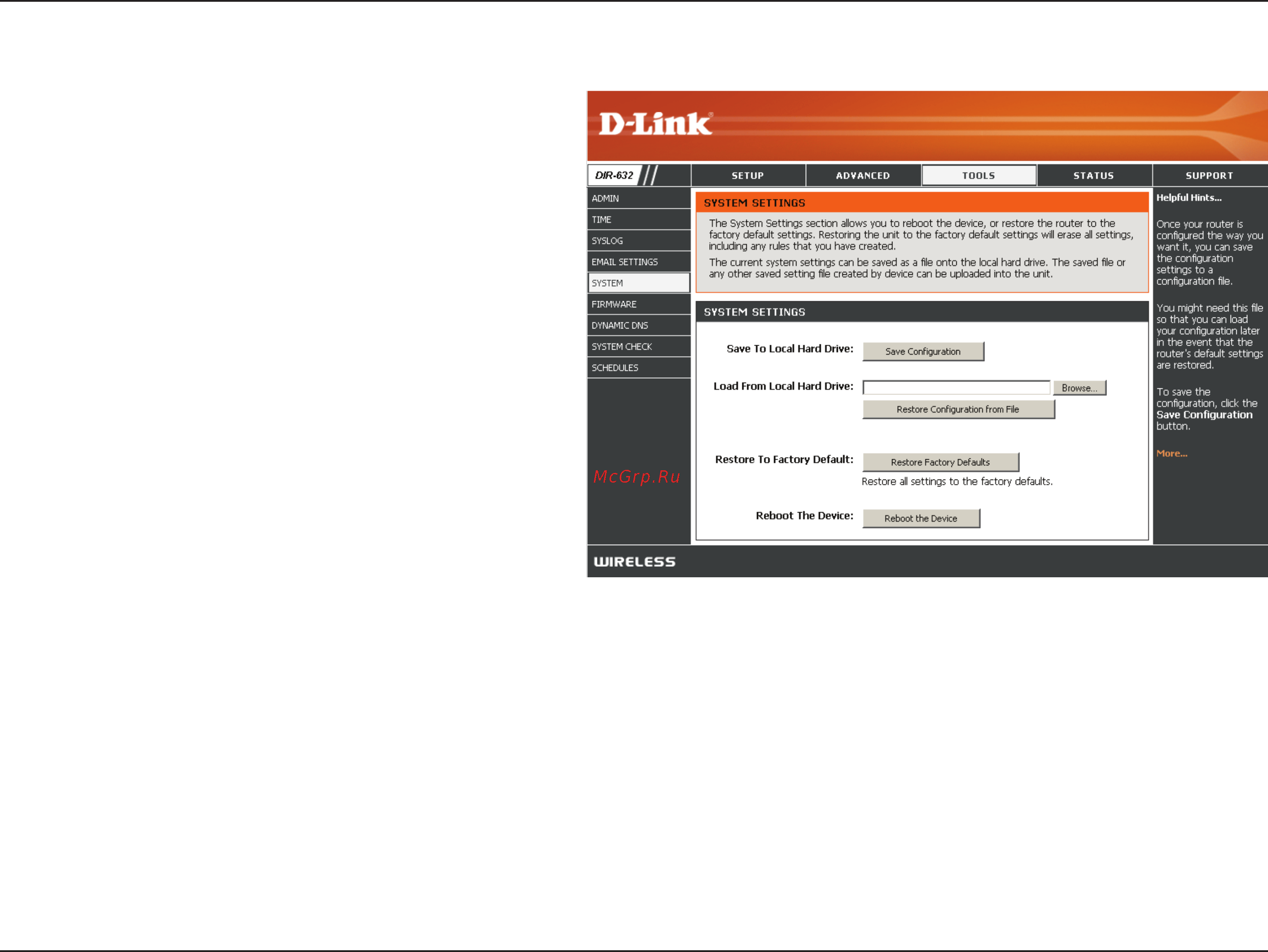 D-Link DIR-632 [68/116] System settings