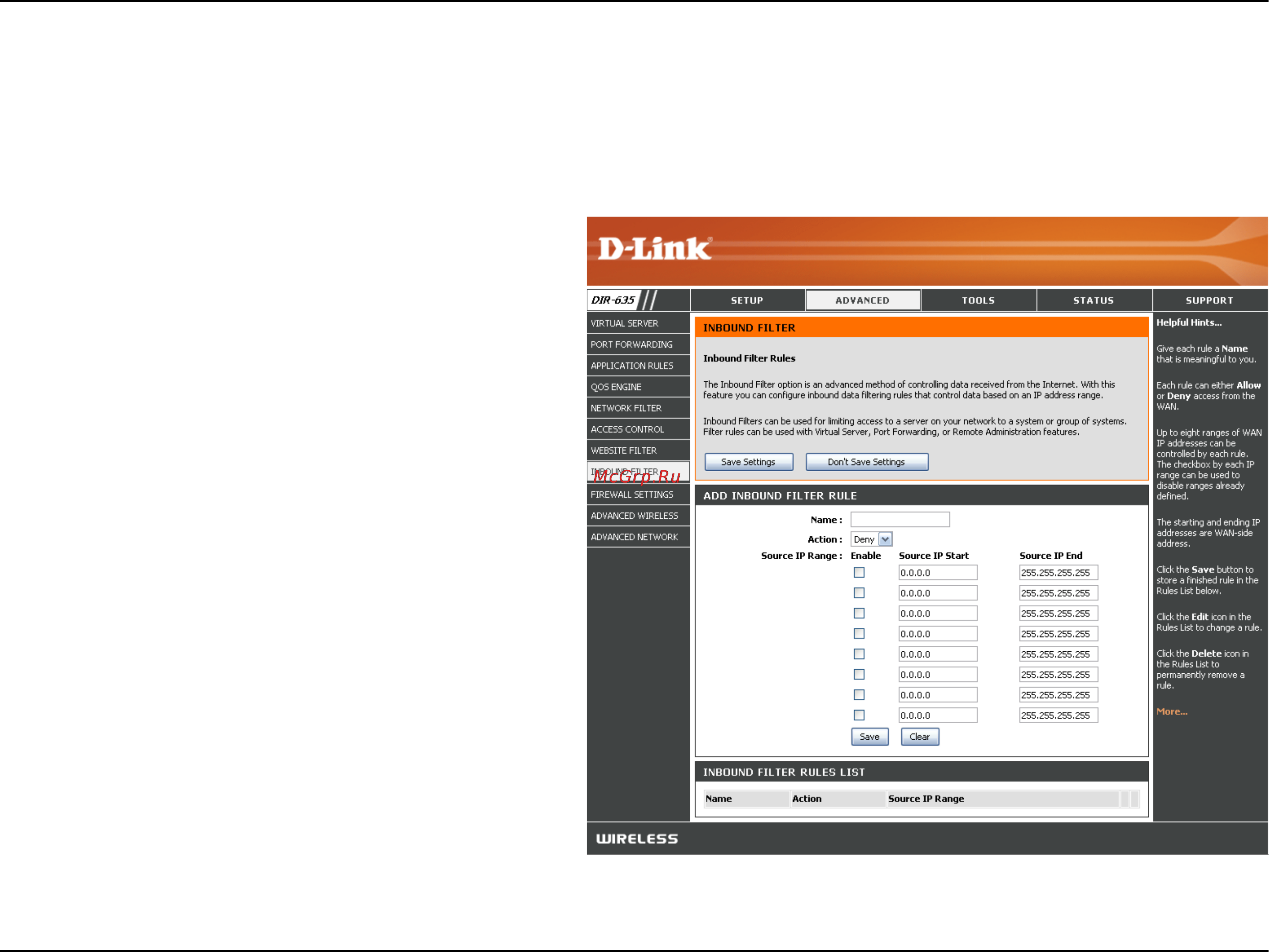 D-Link DIR-635 [40/86] Inbound filters