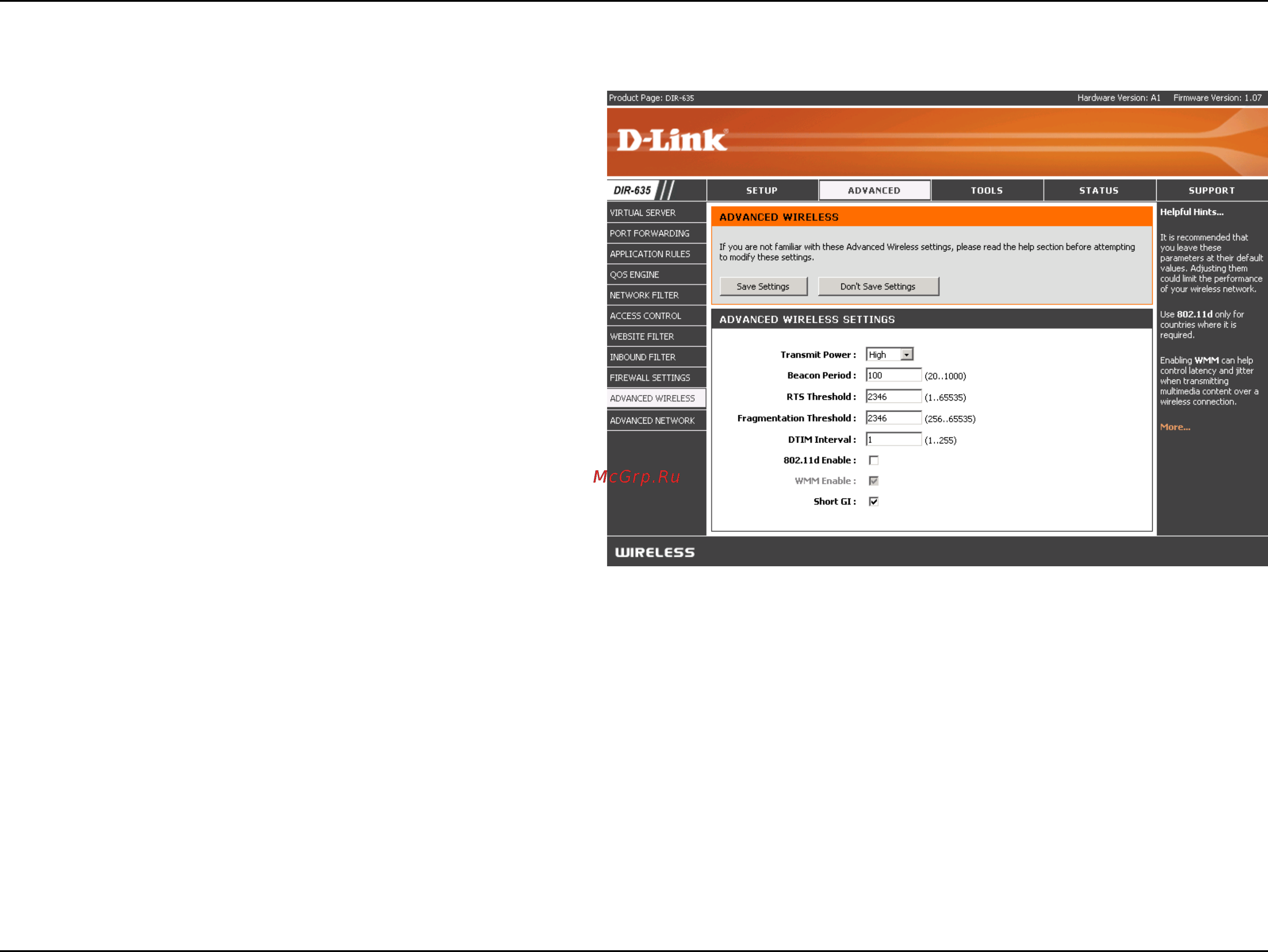 D-Link DIR-635 [43/86] Advanced wireless settings