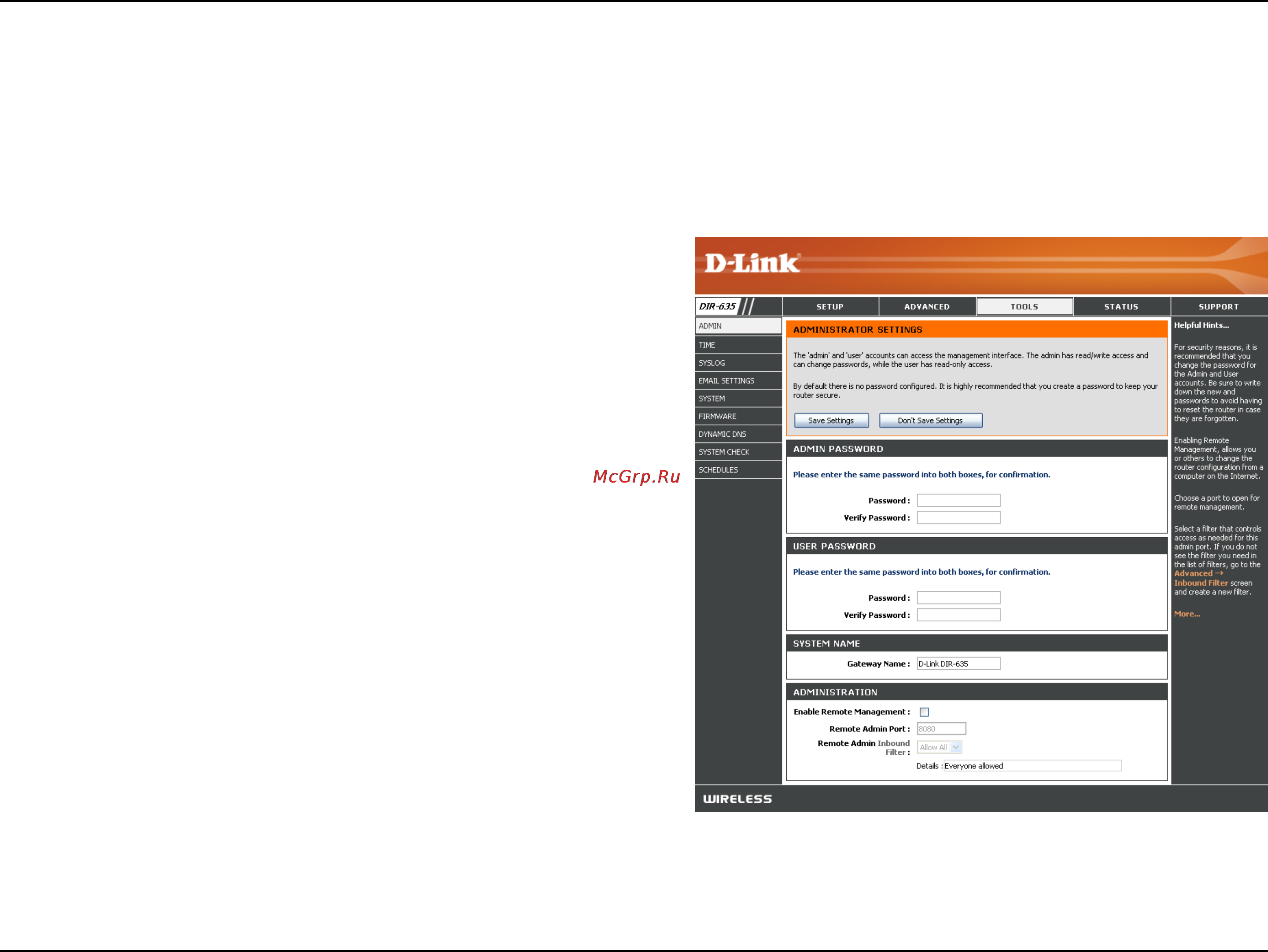 D-Link DIR-635 [45/86] Administrator settings