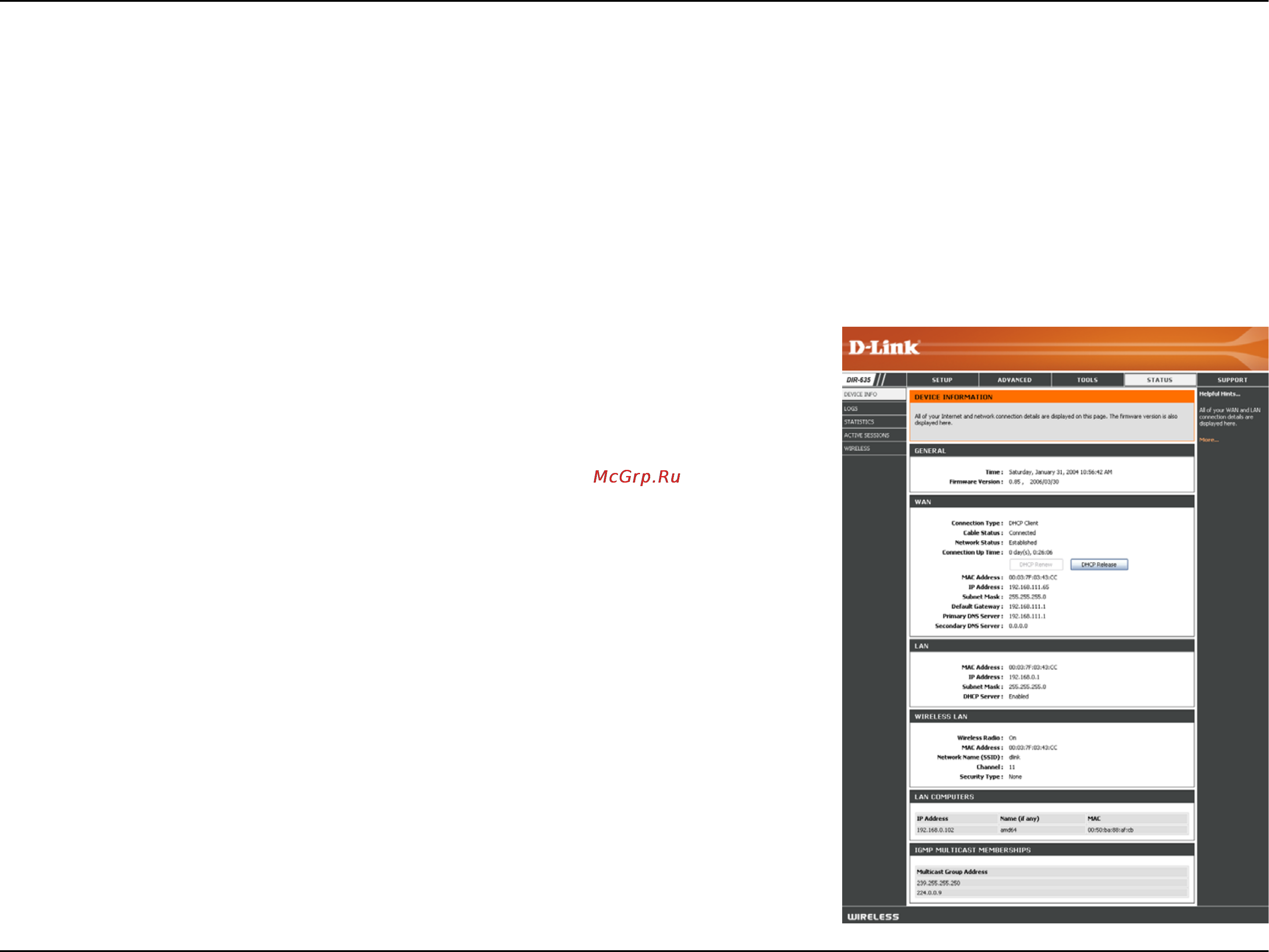 D-Link DIR-635 [54/86] Device information