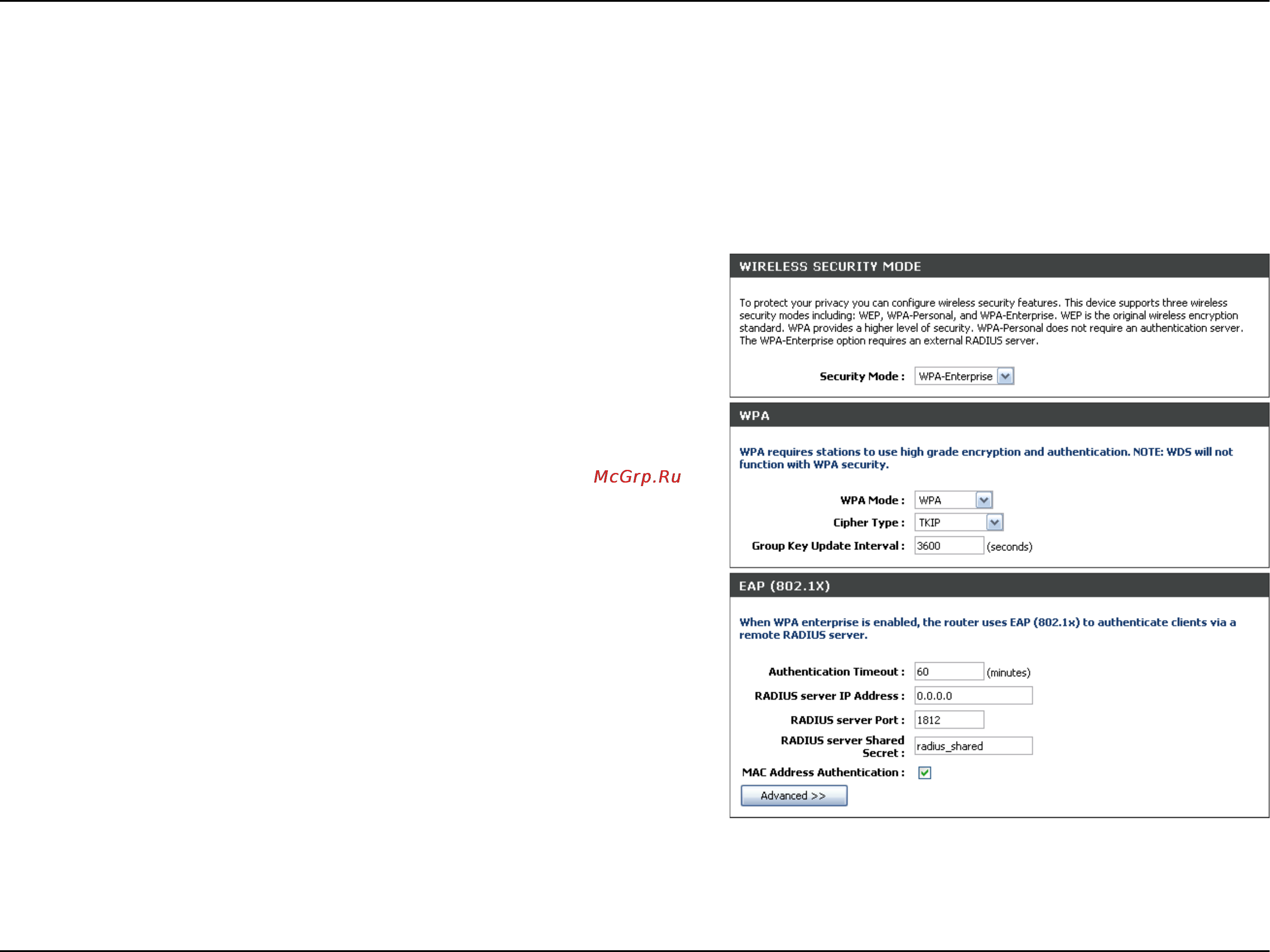 D-Link DIR-635 [65/86] Configure wpa enterprise radius