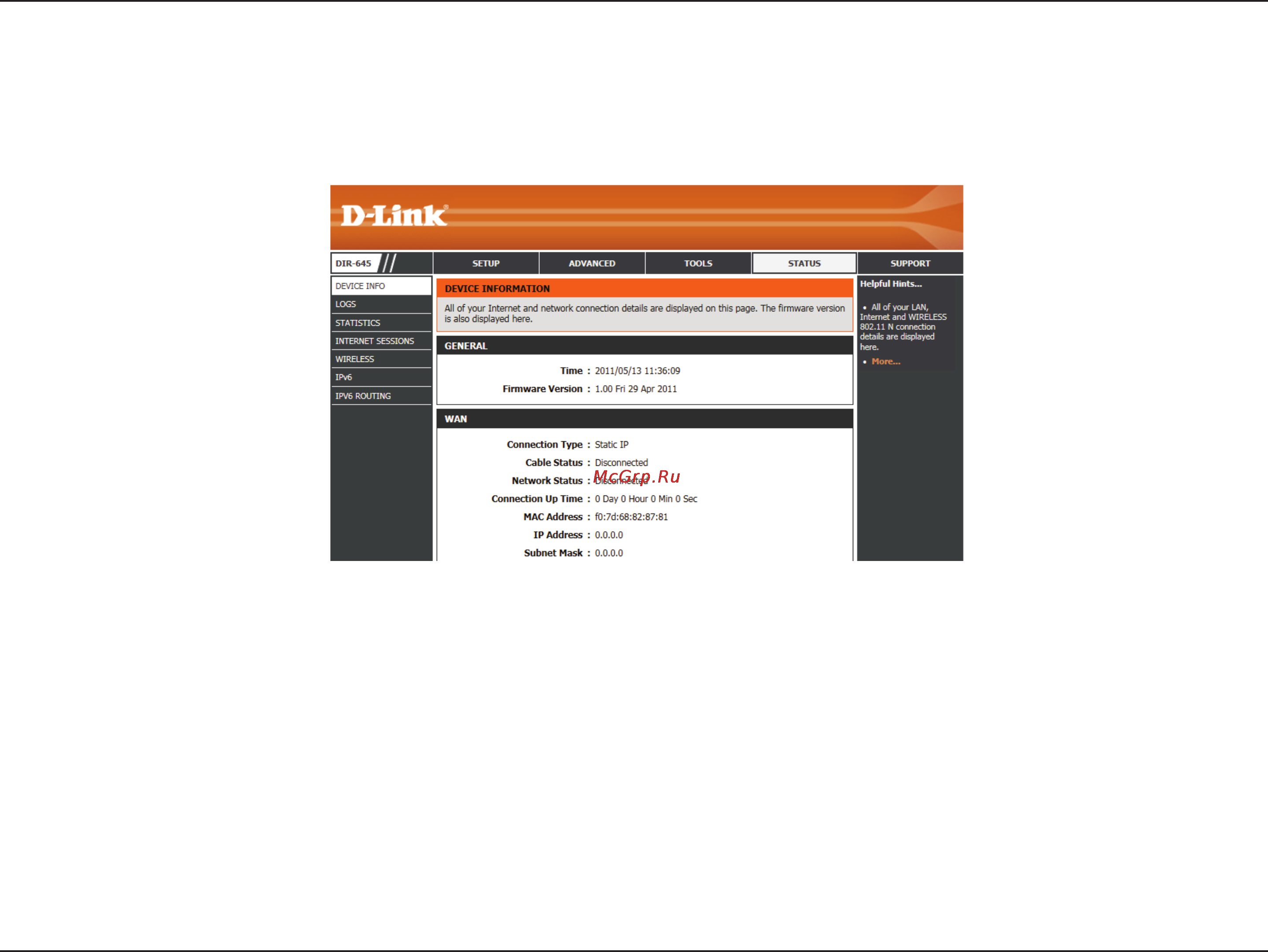 D-Link DIR-645 [108/134] Status category