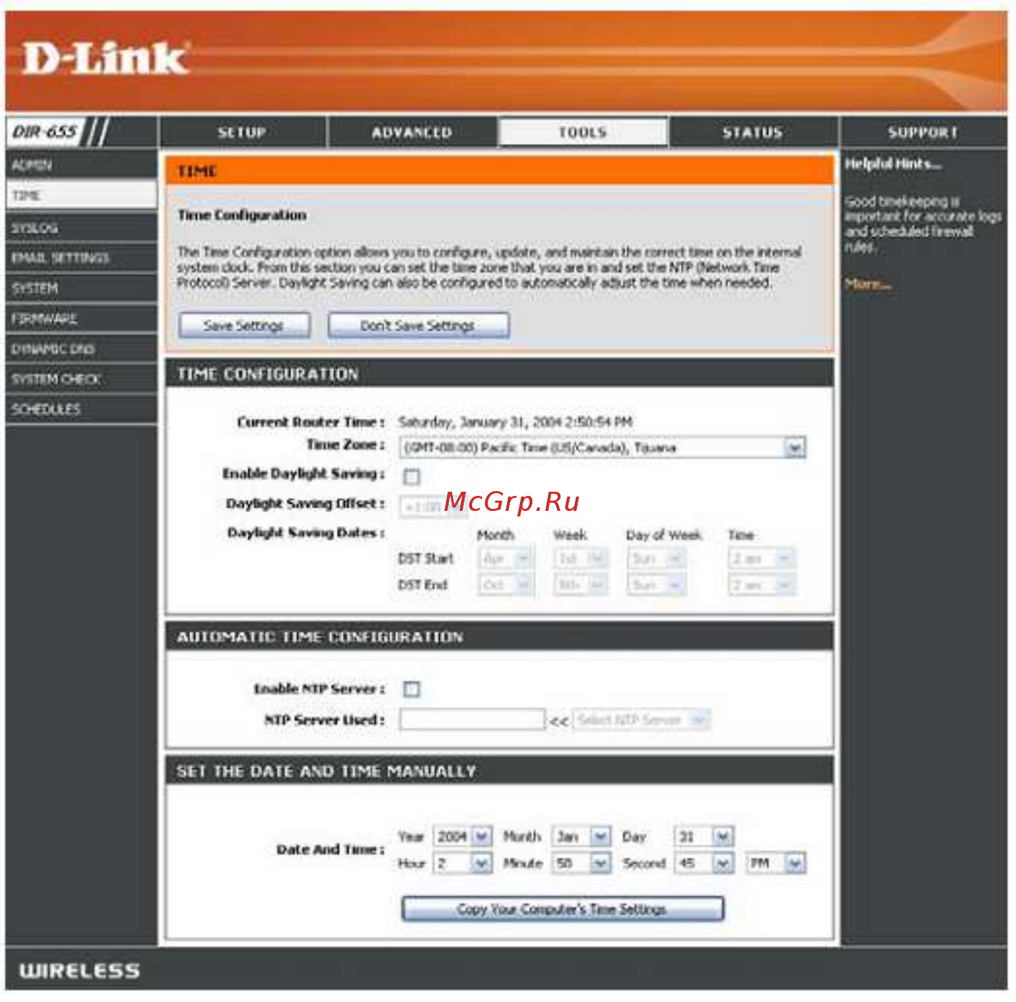 D-Link DIR-655/B1 [48/86] Time settings