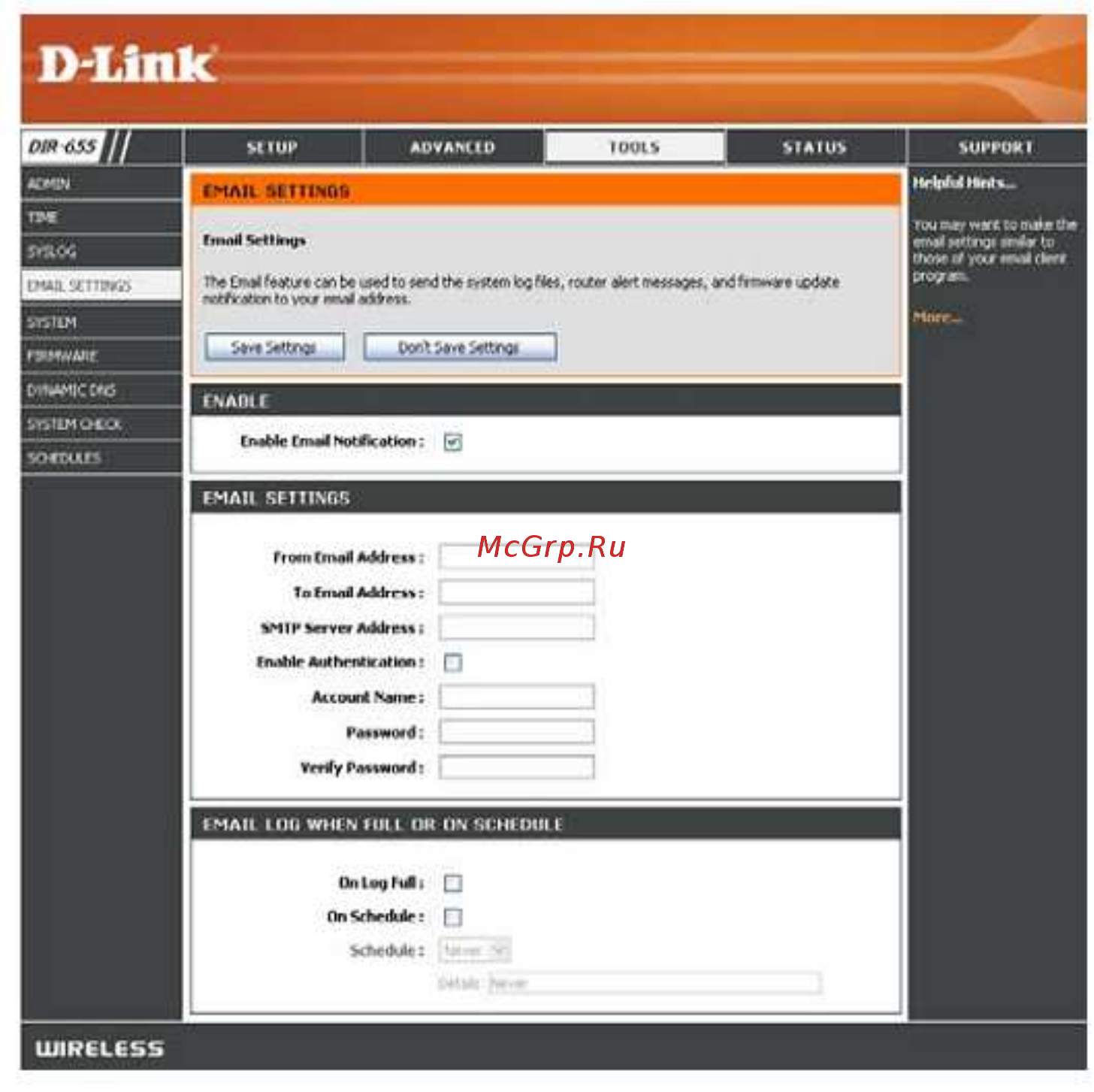 D-Link DIR-655/B1 [50/86] Email settings