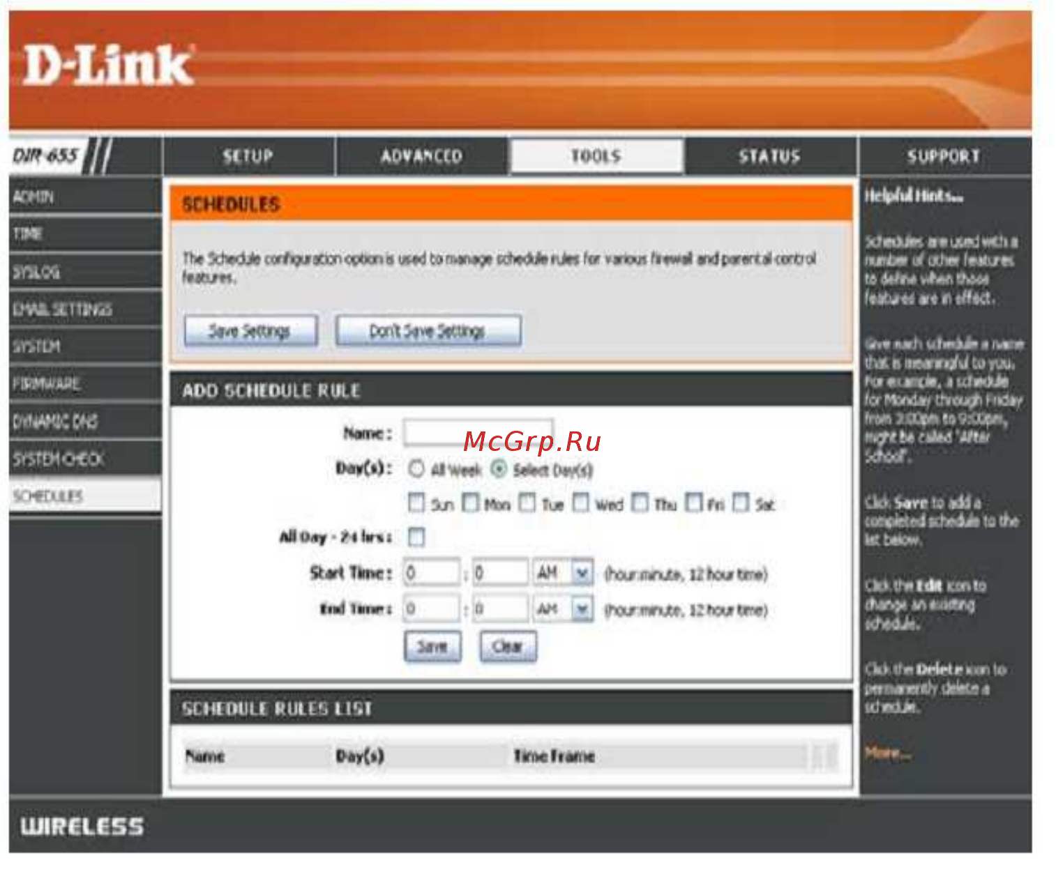 D-Link DIR-655/B1 [55/86] Schedules