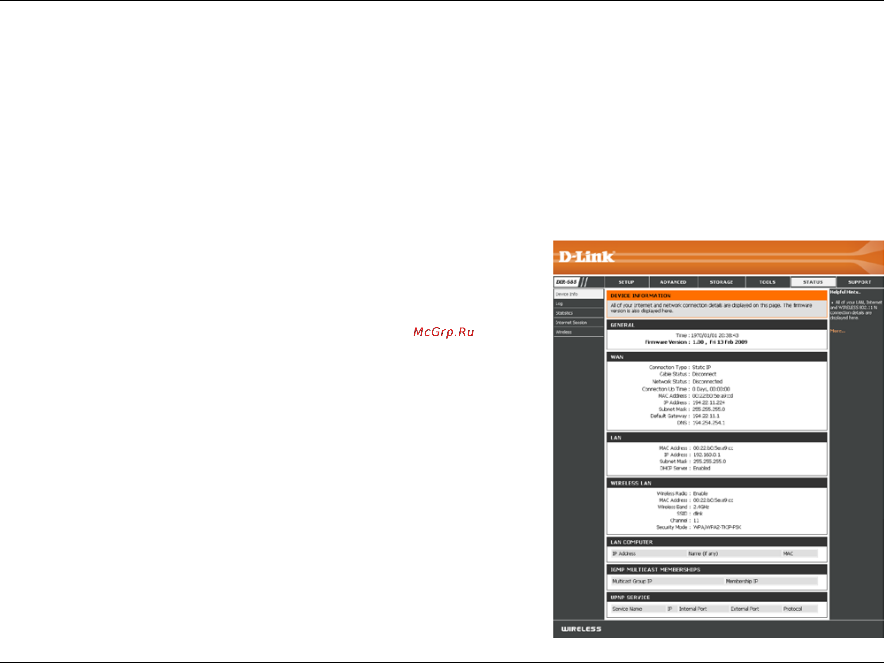D-Link DIR-685 [106/149] Device info