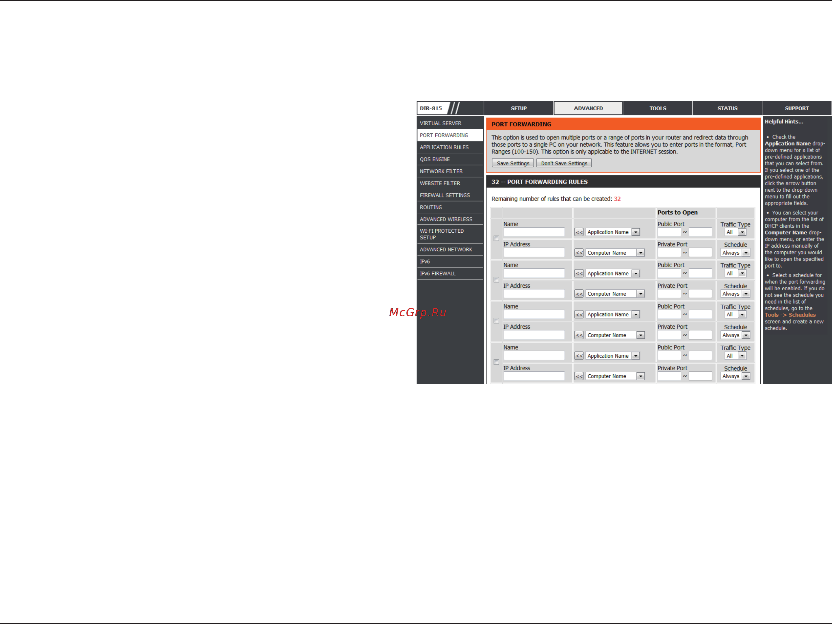 D-Link DIR-815 [50/123] Port forwarding