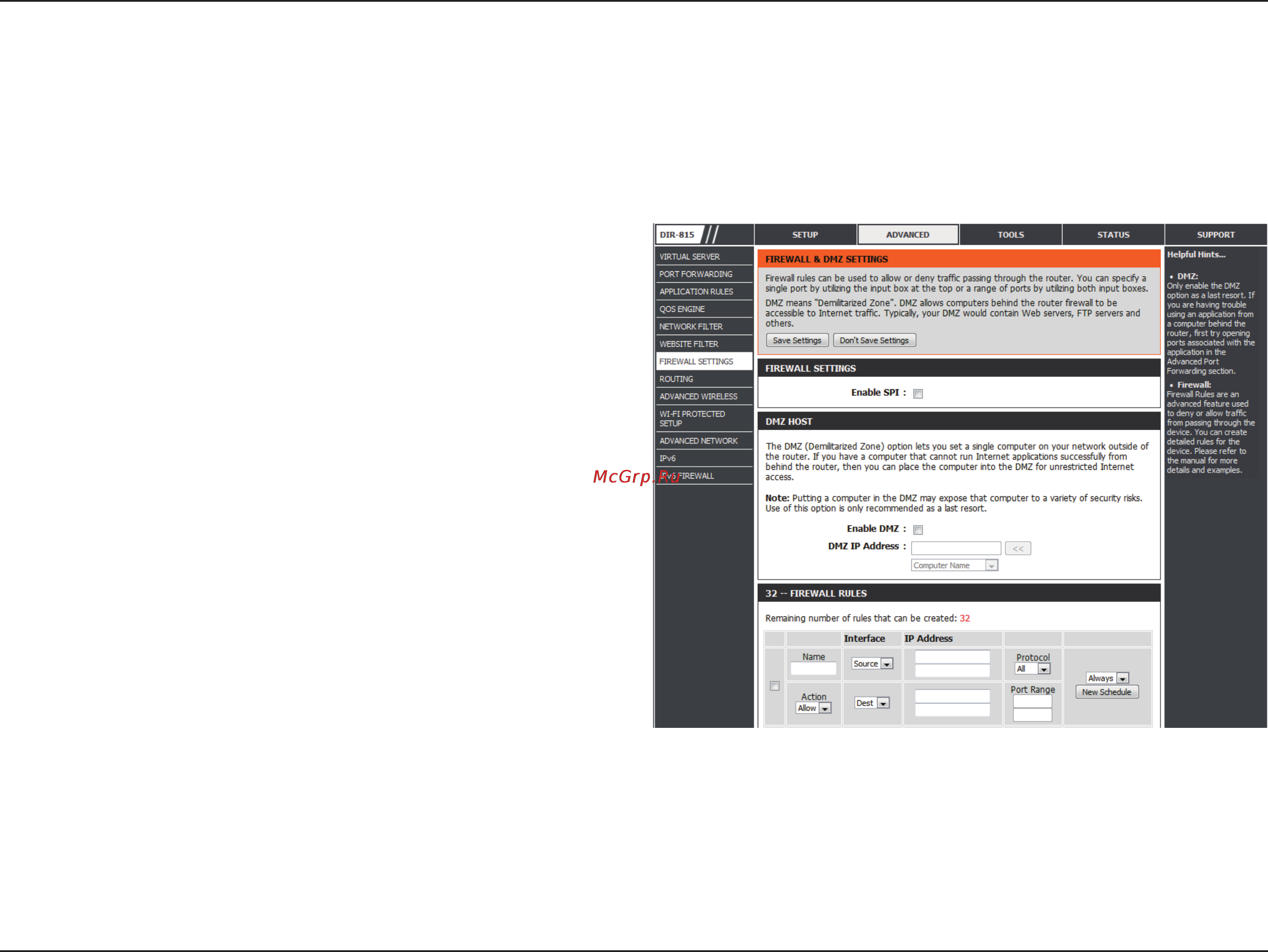 D-Link DIR-815 [55/123] Firewall settings