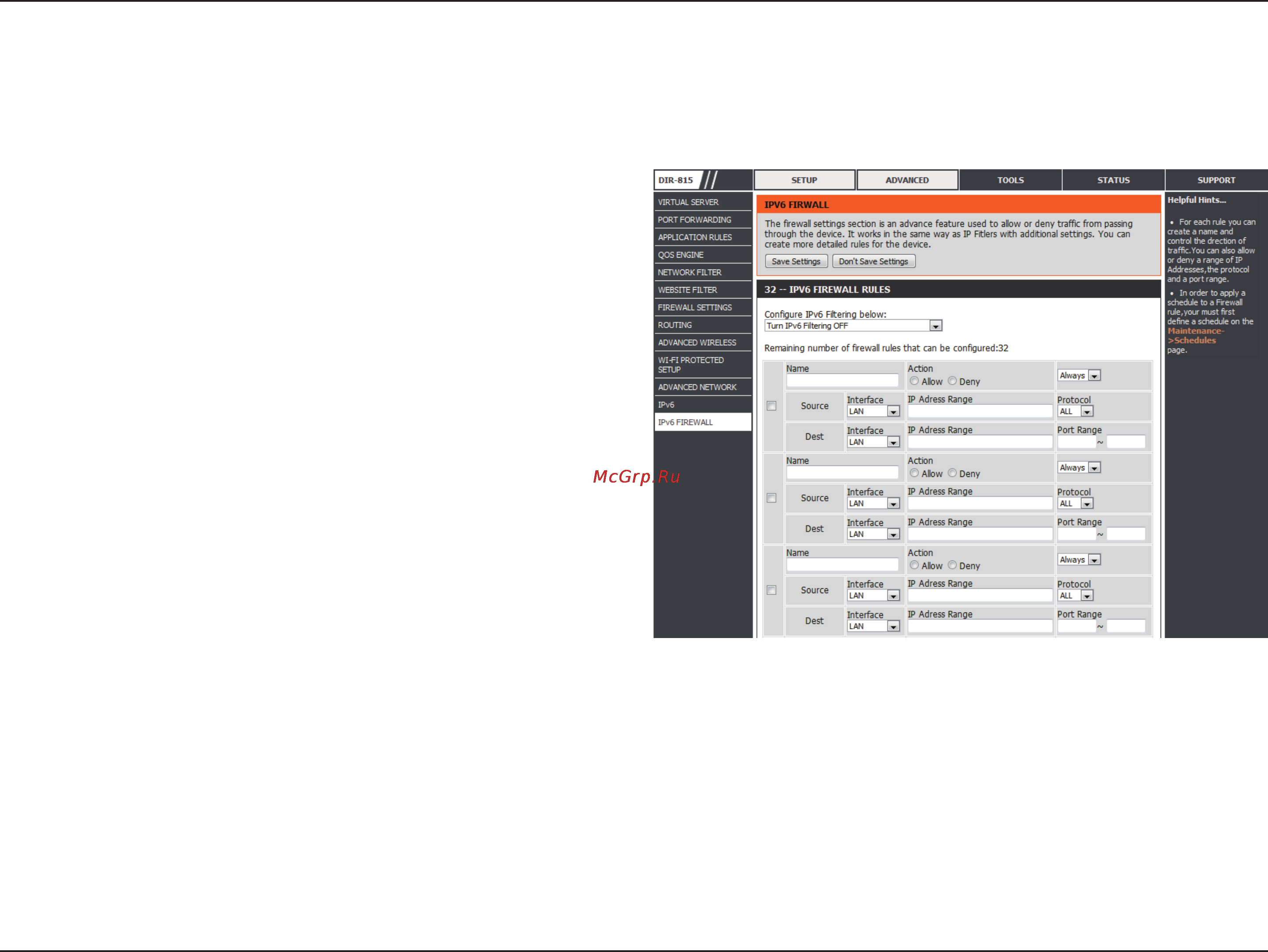 D-Link DIR-815 [75/123] Ipv6 firewall