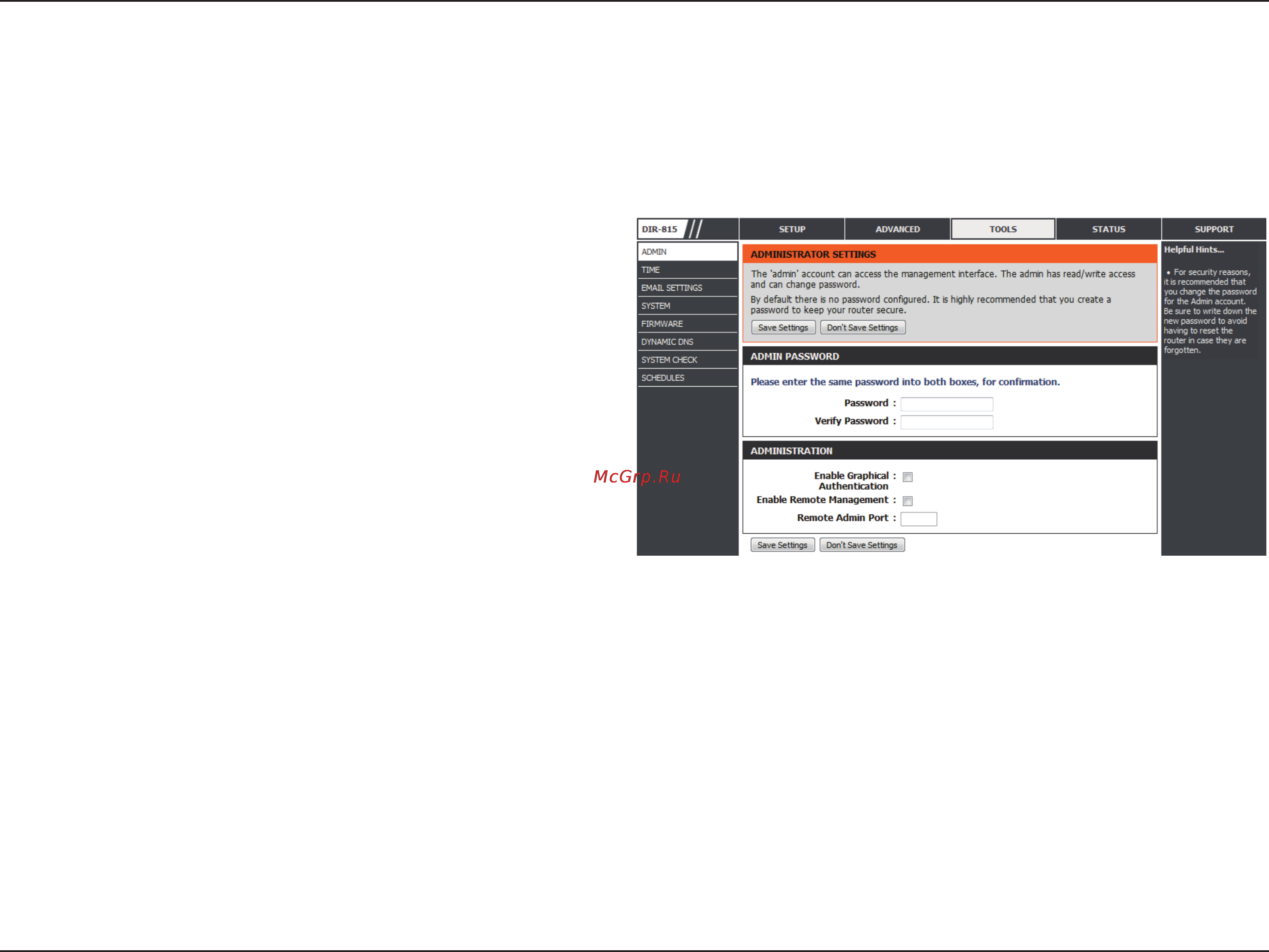 D-Link DIR-815 [76/123] Click the save settings button to save any changes made