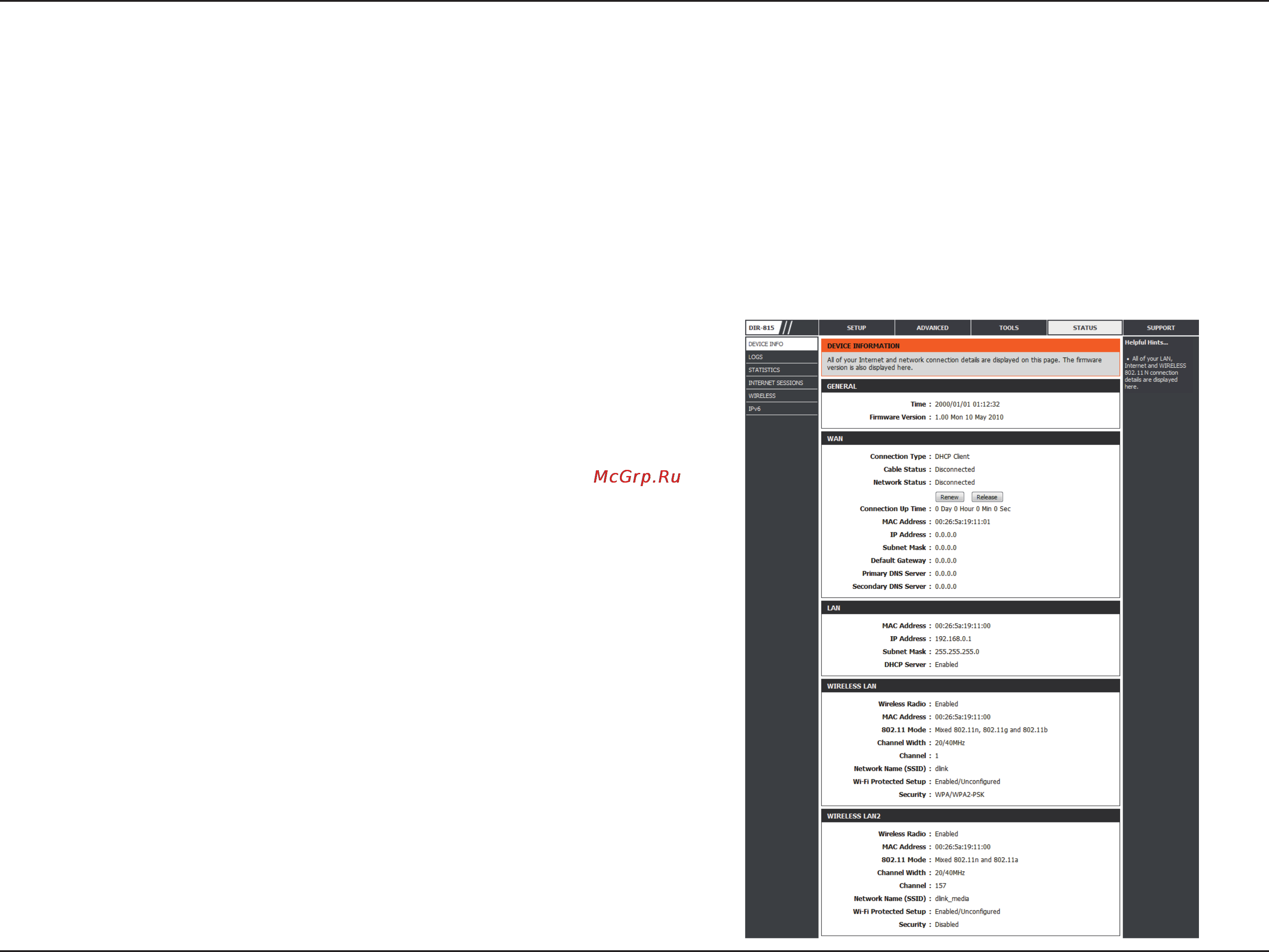 D-Link DIR-815 [84/123] Device info