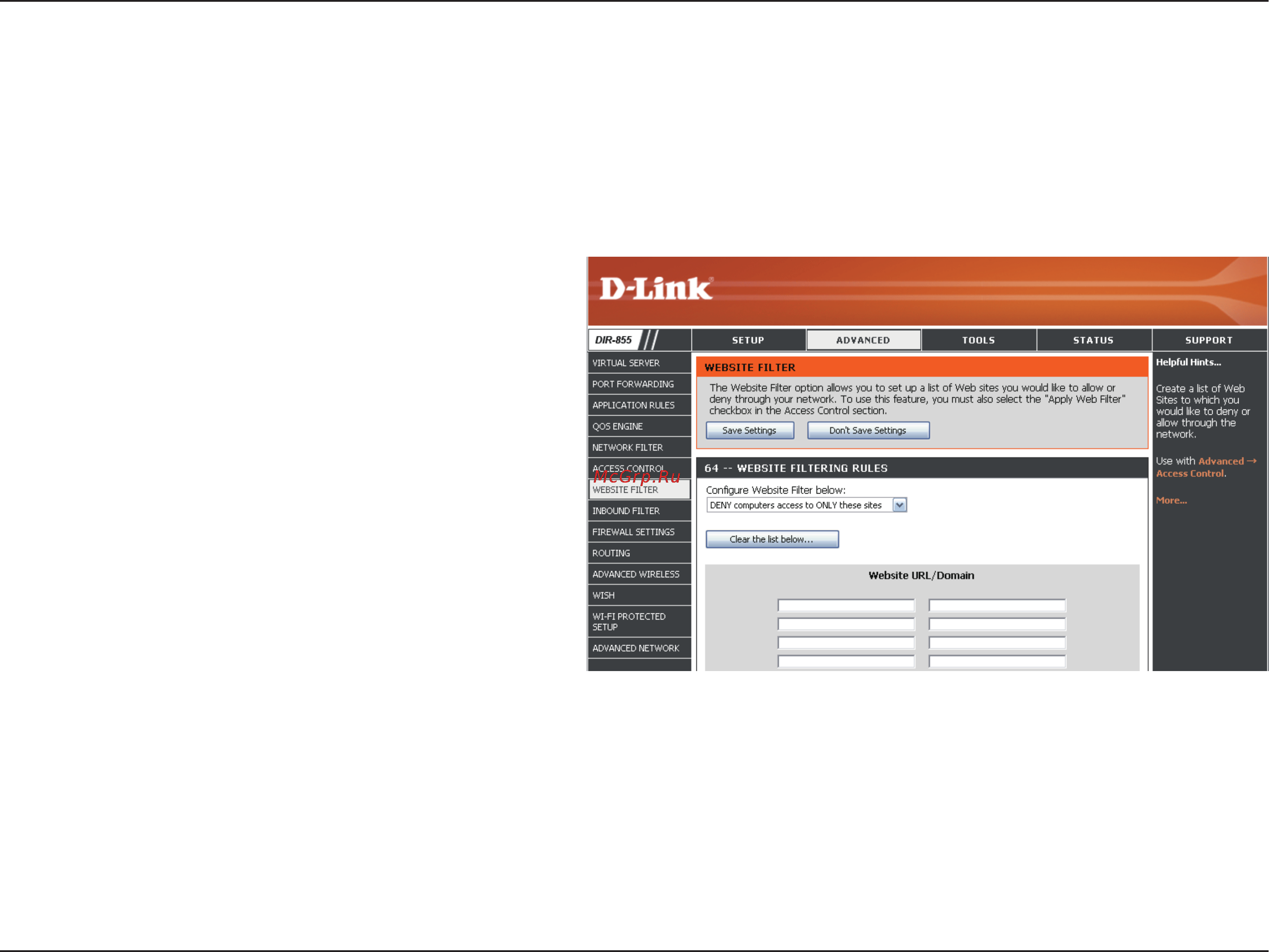 D-Link DIR-857 [47/99] Website filters