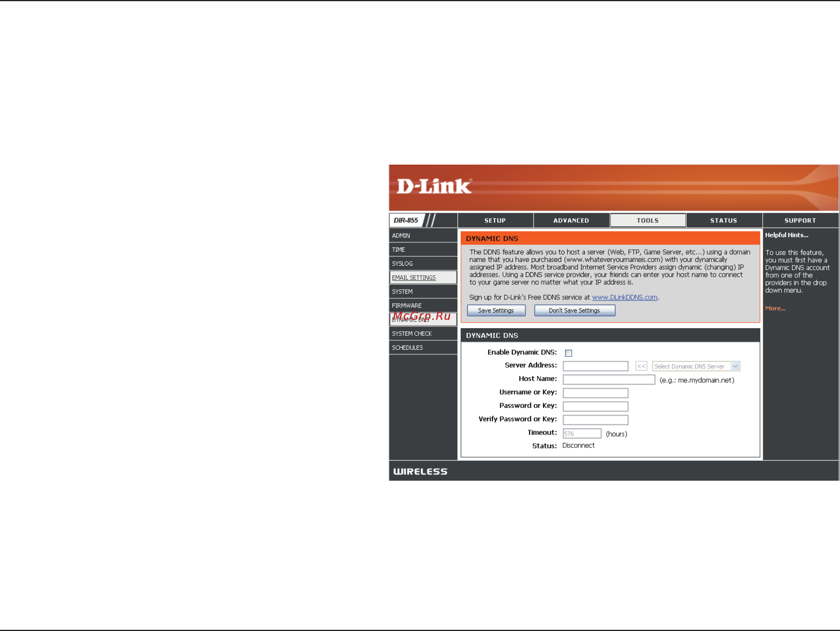D-Link DIR-857 [63/99] The ddns feature allows you to host a server web ftp game server etc using a domain name that you have purchased www whateveryournameis com with your dynamically assigned ip address most broadband internet service providers assign dynamic changing ip addresses using a ddns service provider your friends can enter in your domain name to connect to your server no matter what your ip address is