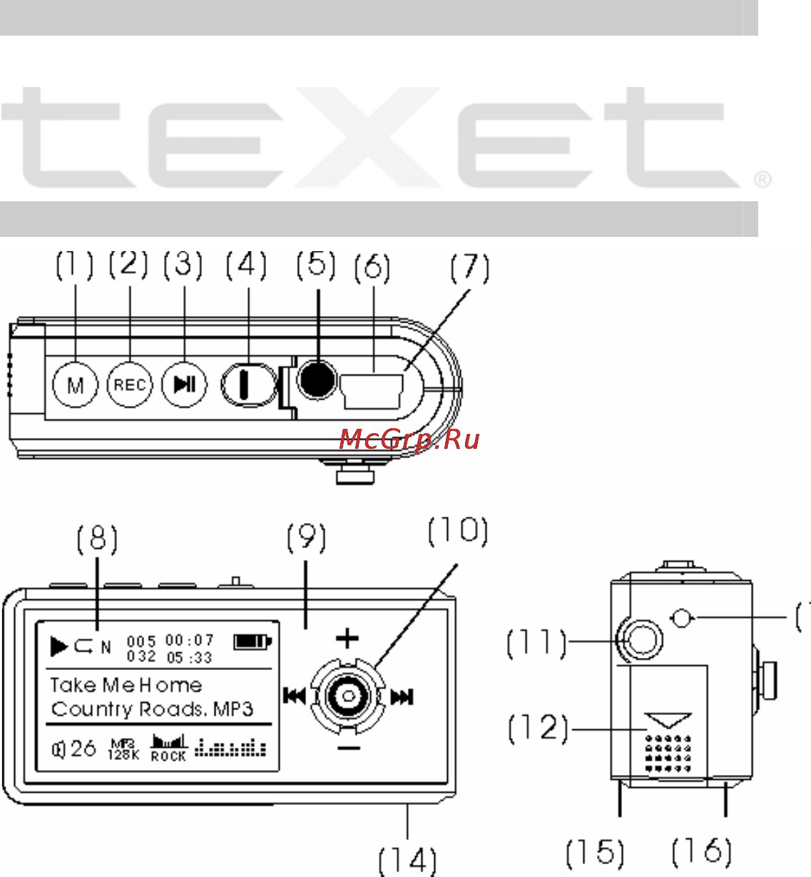 Texet T-415 [4/38] Общий вид плеера