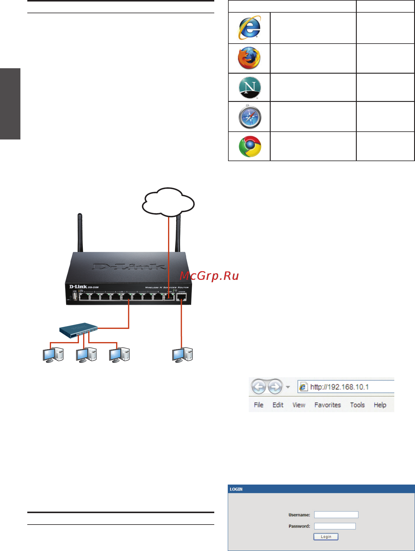D-Link DSR-250N [4/6] Подключение устройства к сети