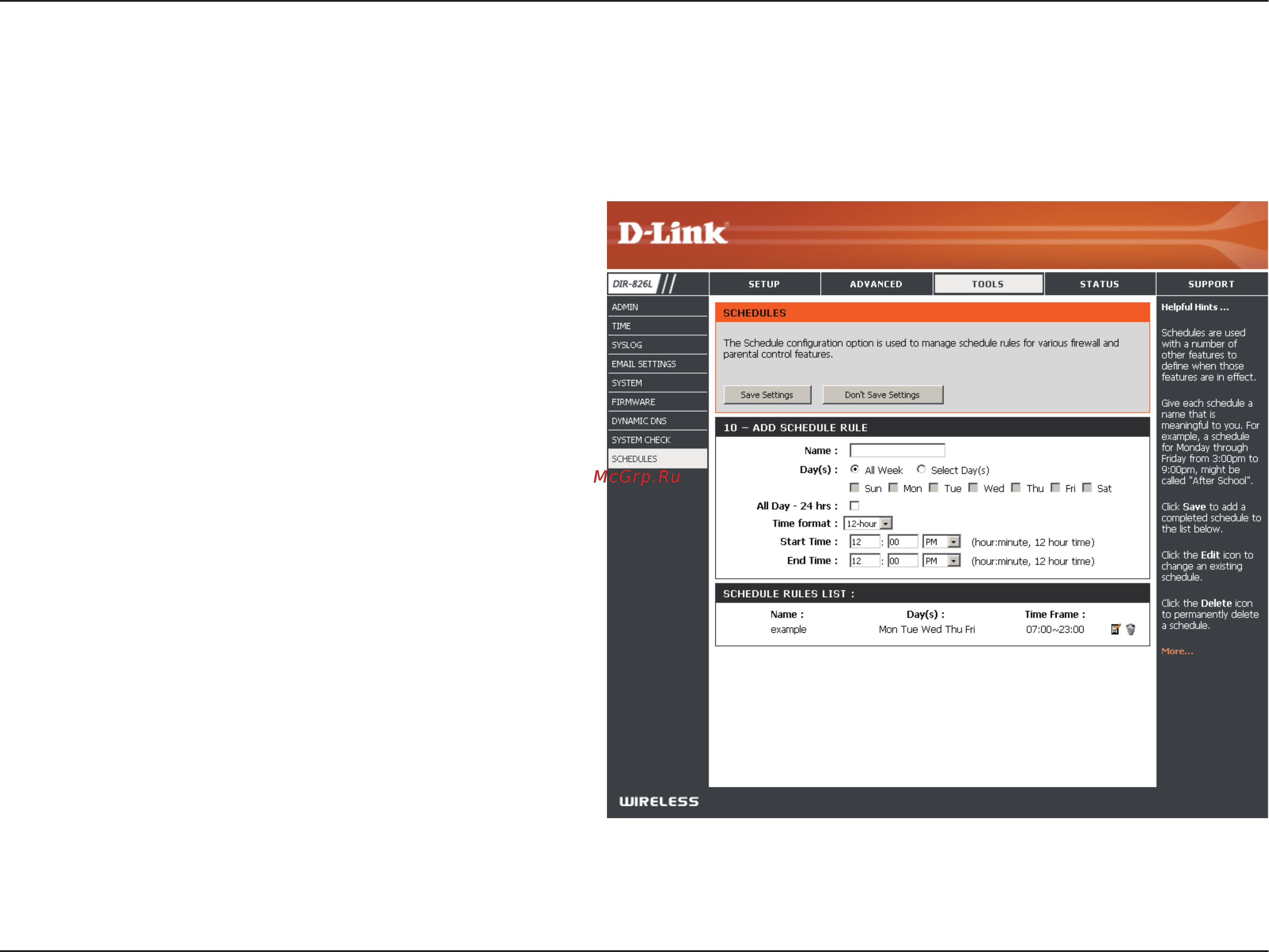 D-Link DIR-826L [103/142] Schedules