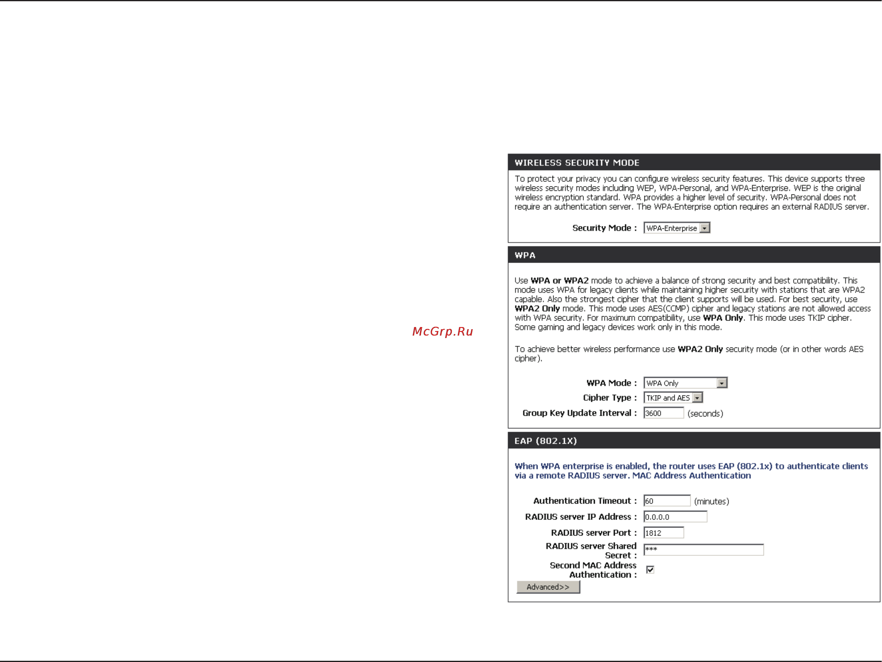 D-Link DIR-826L [51/142] Configure wpa wpa2 enterprise radius