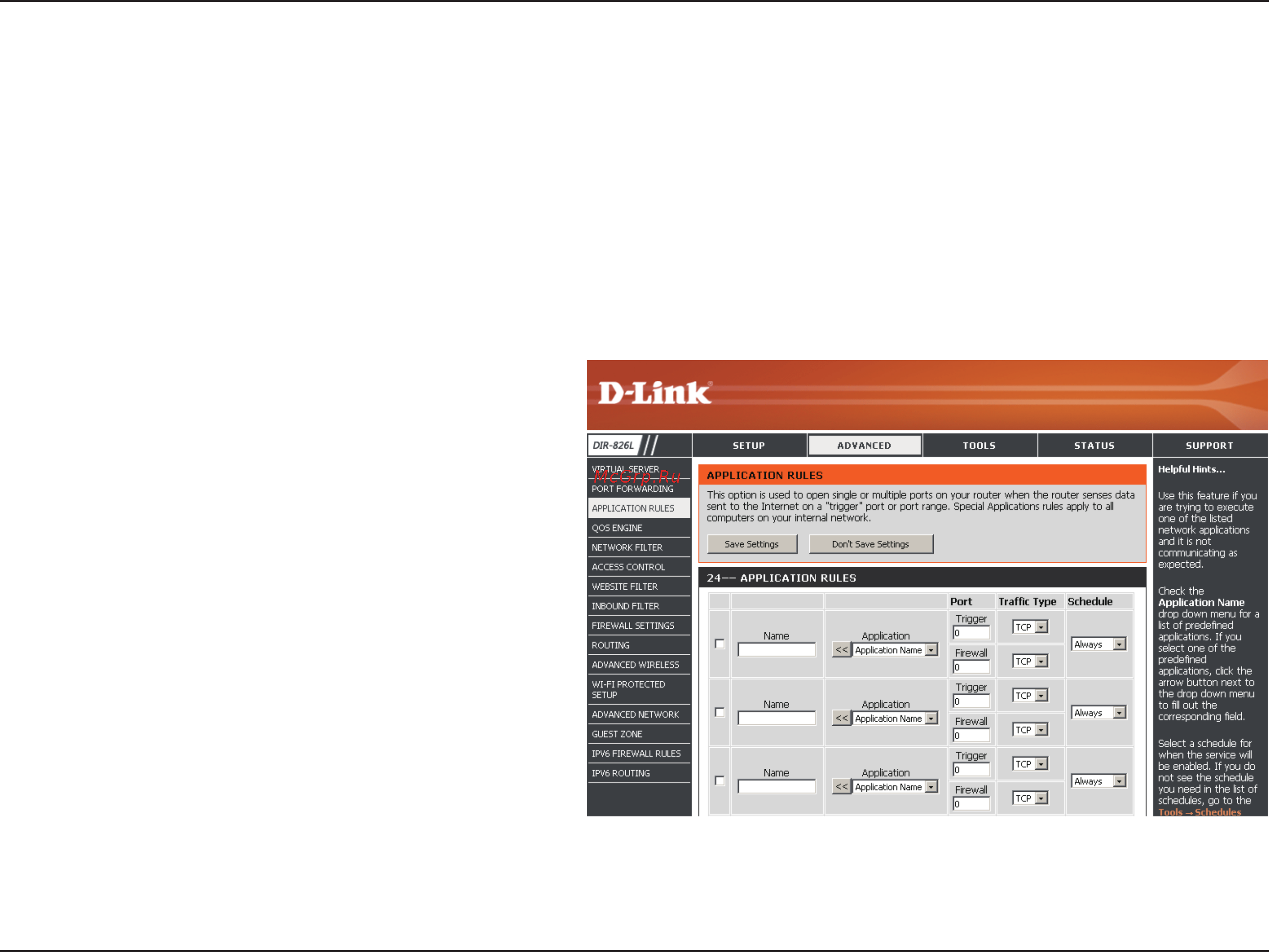 D-Link DIR-826L [77/142] Application rules