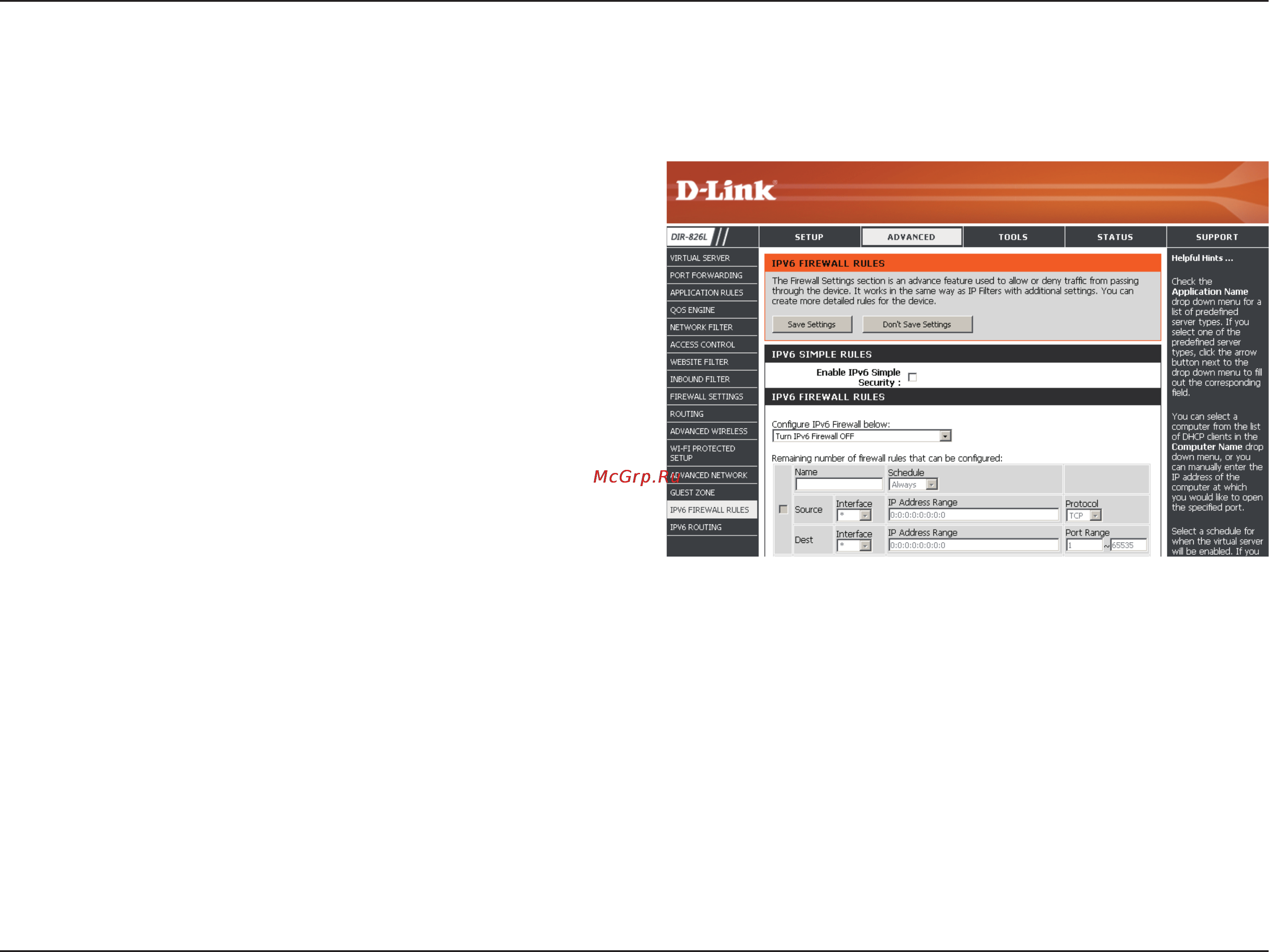 D-Link DIR-826L [93/142] Ipv6 firewall