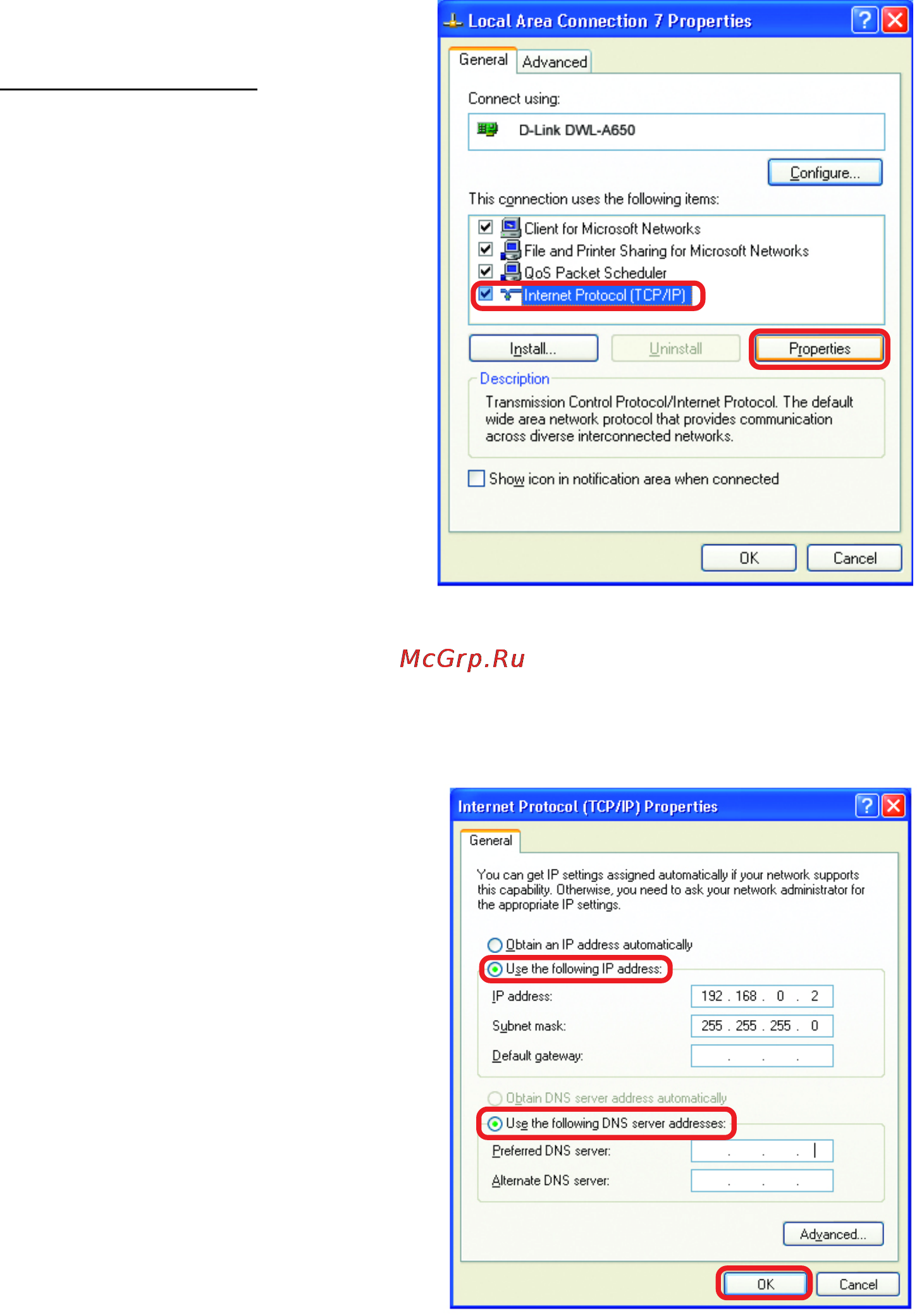 D-Link DWL-7000AP [34/50] Networking basics continued assigning a static ip address in windows xp 2000