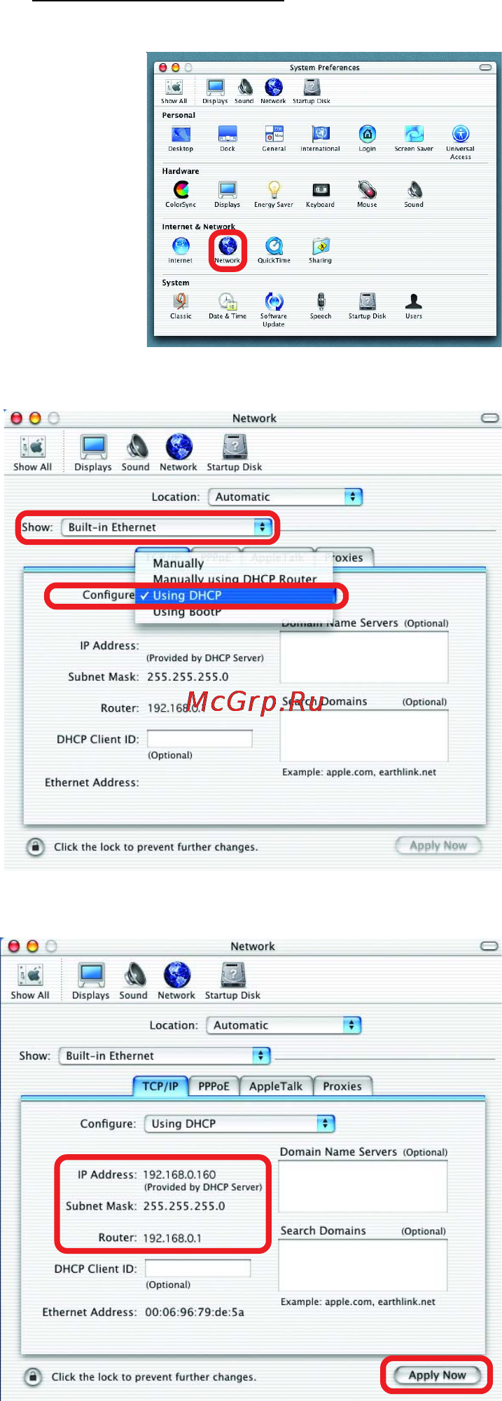 D-Link DWL-7000AP [36/50] Networking basics continued selecting a dynamic ip address with macintosh os x