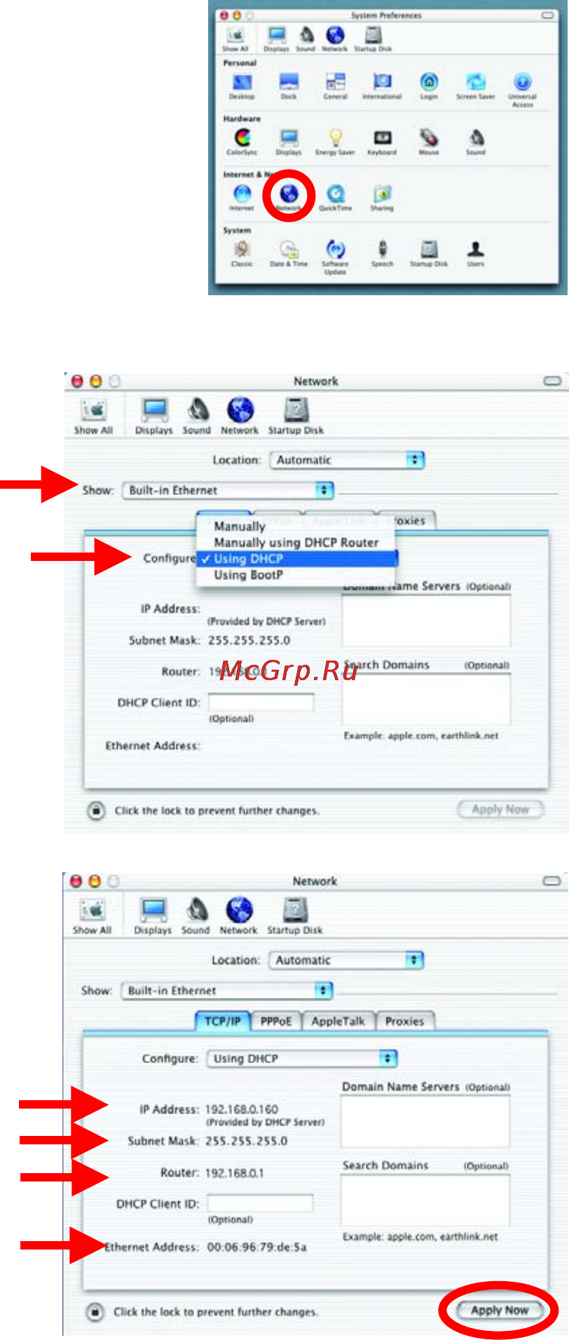 D-Link DWL-800AP+ [37/58] Networking basics selecting a dynamic ip address with macintosh os x
