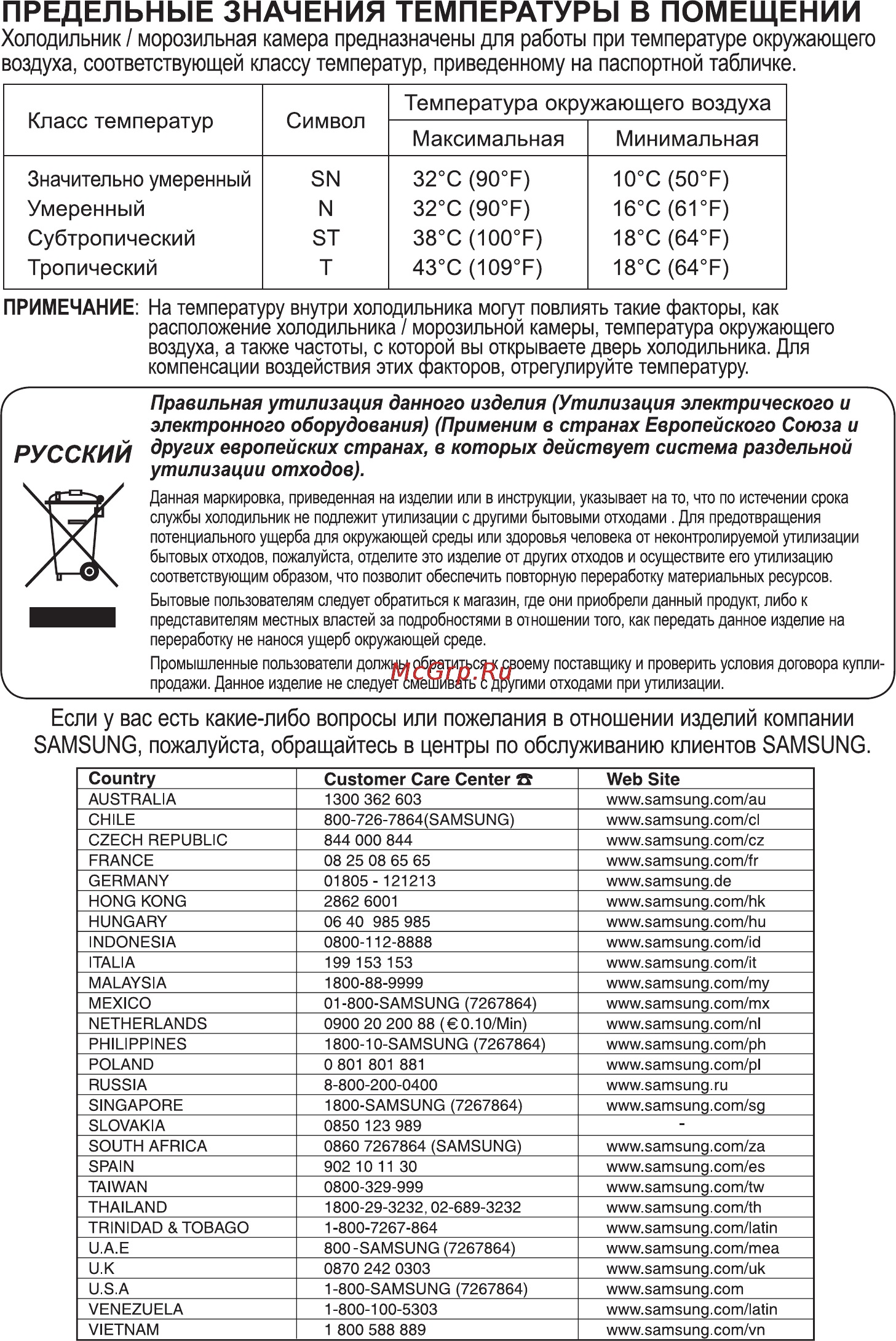 Samsung RT41M Инструкция по эксплуатации онлайн [24/24] 41486