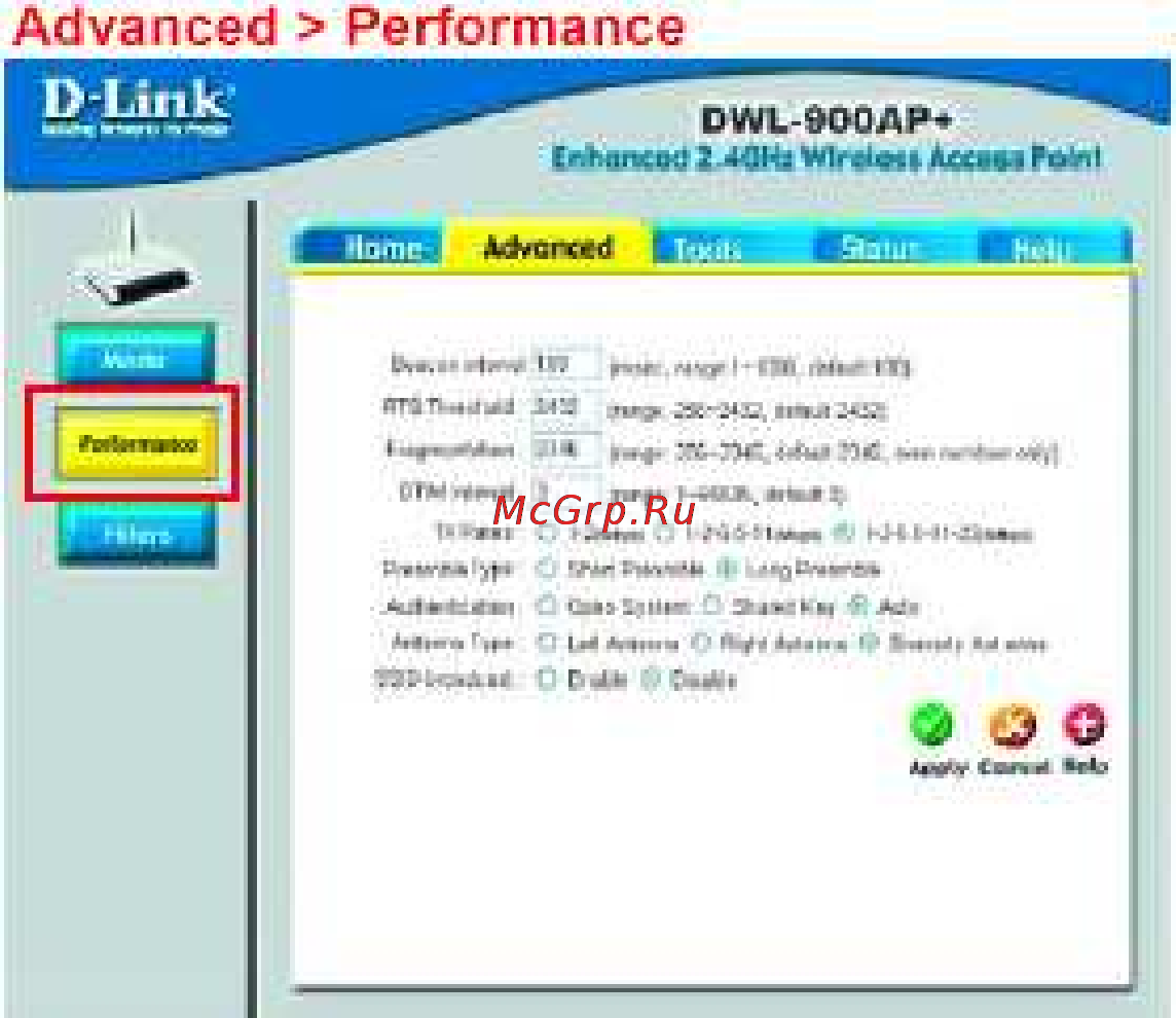 D-Link DWL-900AP+ [16/68] Меню настроек