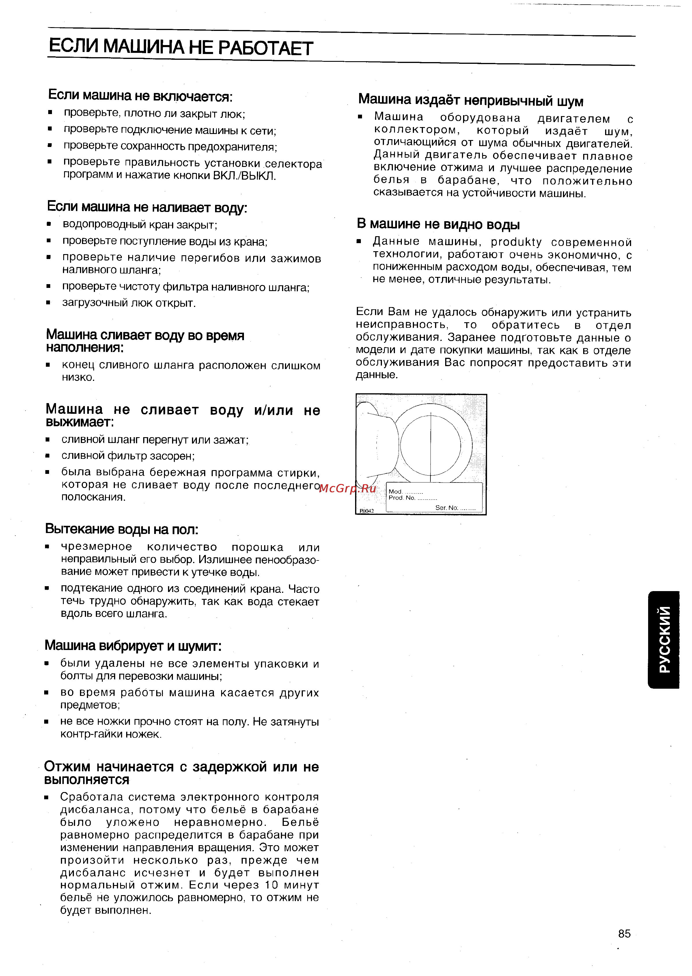 Electrolux EW 1231 I [15/15] Если машина не работает