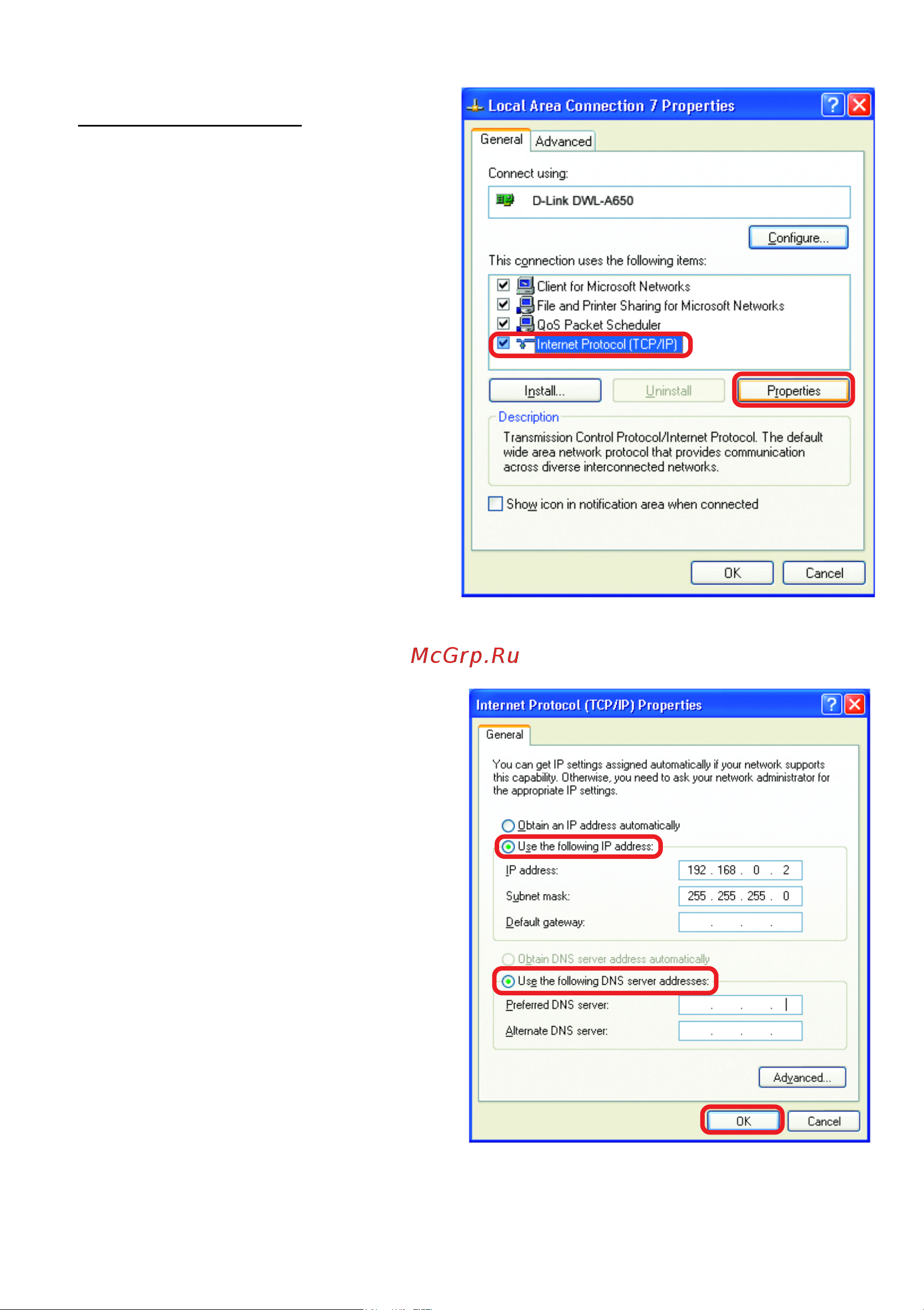 D-Link DWL-1700AP [44/82] Networking basics continued assigning a static ip address in windows xp 2000