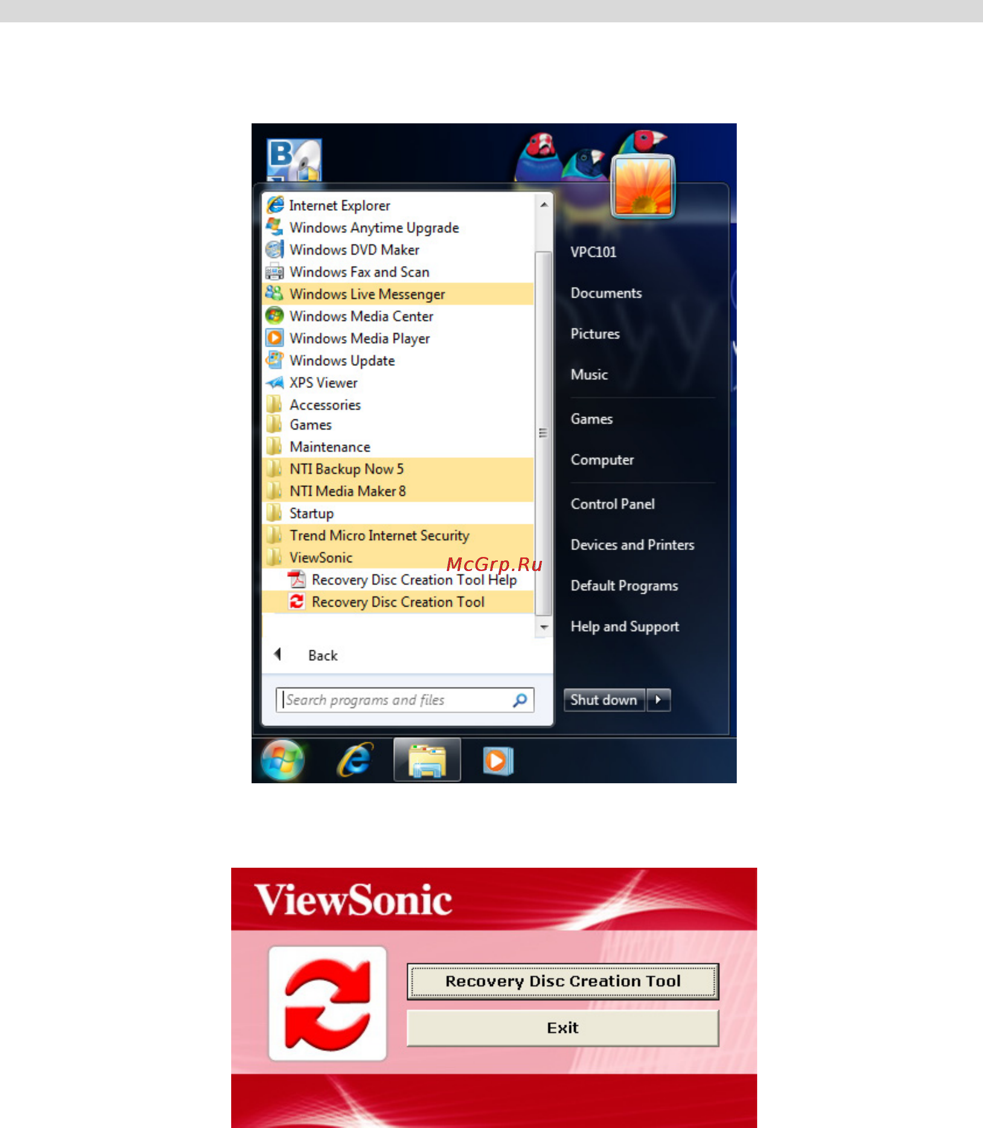 Viewsonic VPC101 [50/70] Восстановление системы