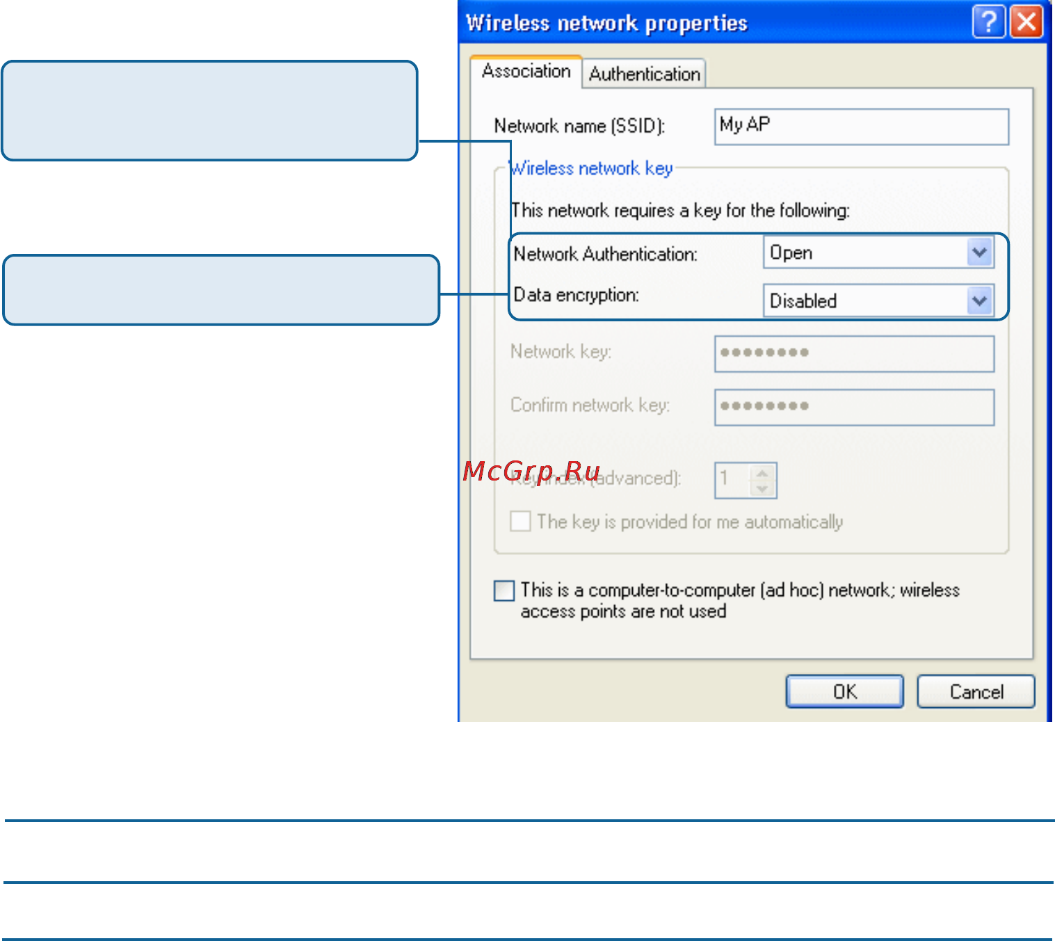 D-Link DWL-2200AP [134/192] Configuring a client to access an unsecure network plain text mode