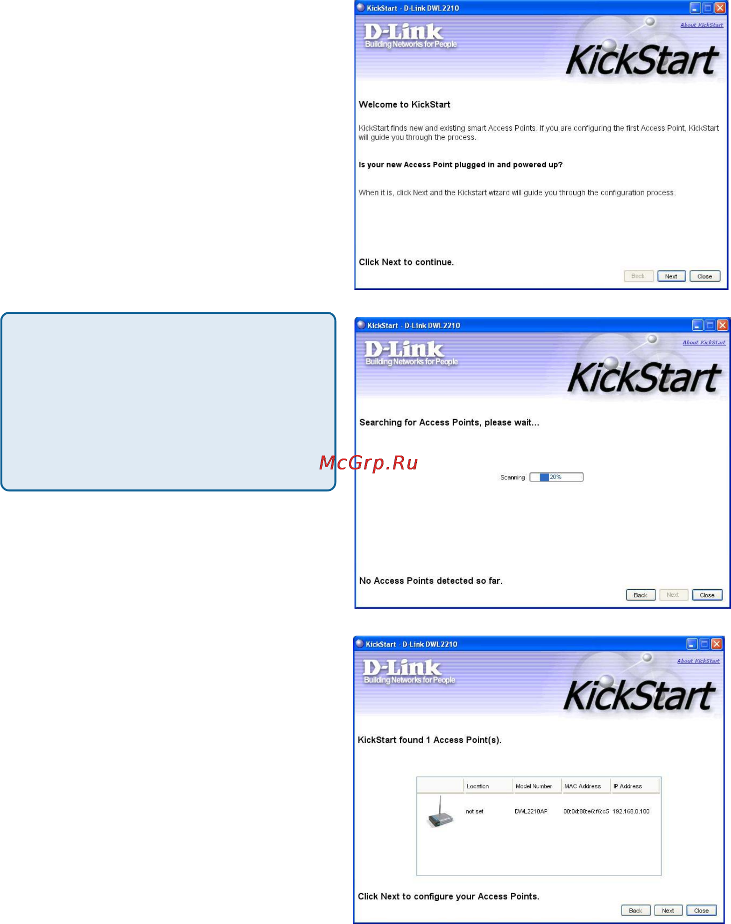 D-Link DWL-2200AP [23/192] Step 3 run kickstart wizard continued