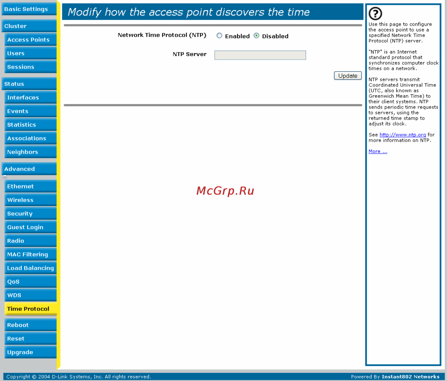 D-Link DWL-2200AP [62/192] Navigating to time protocol settings