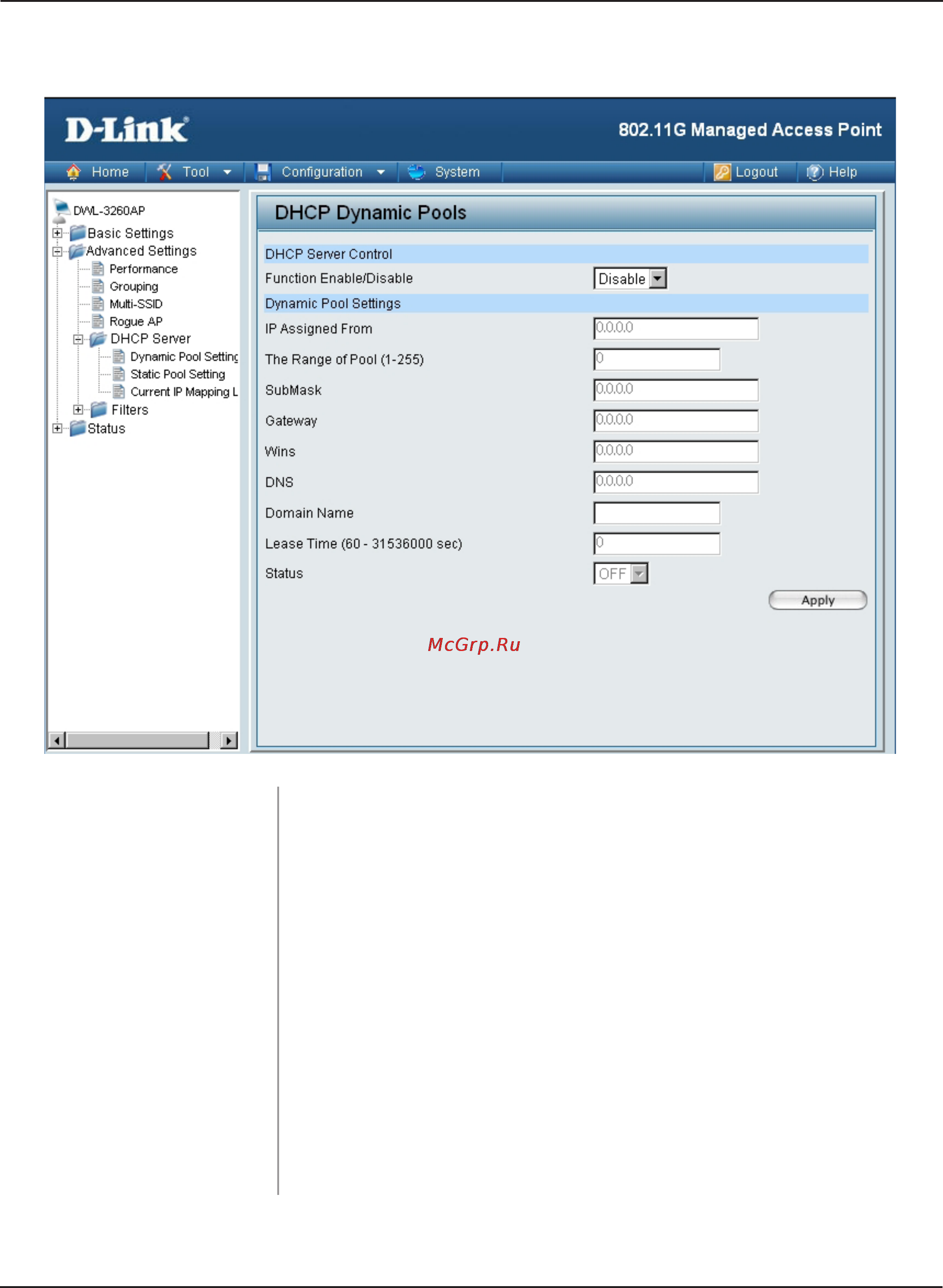 D-Link DWL-3260AP [34/109] Dynamic pool settings