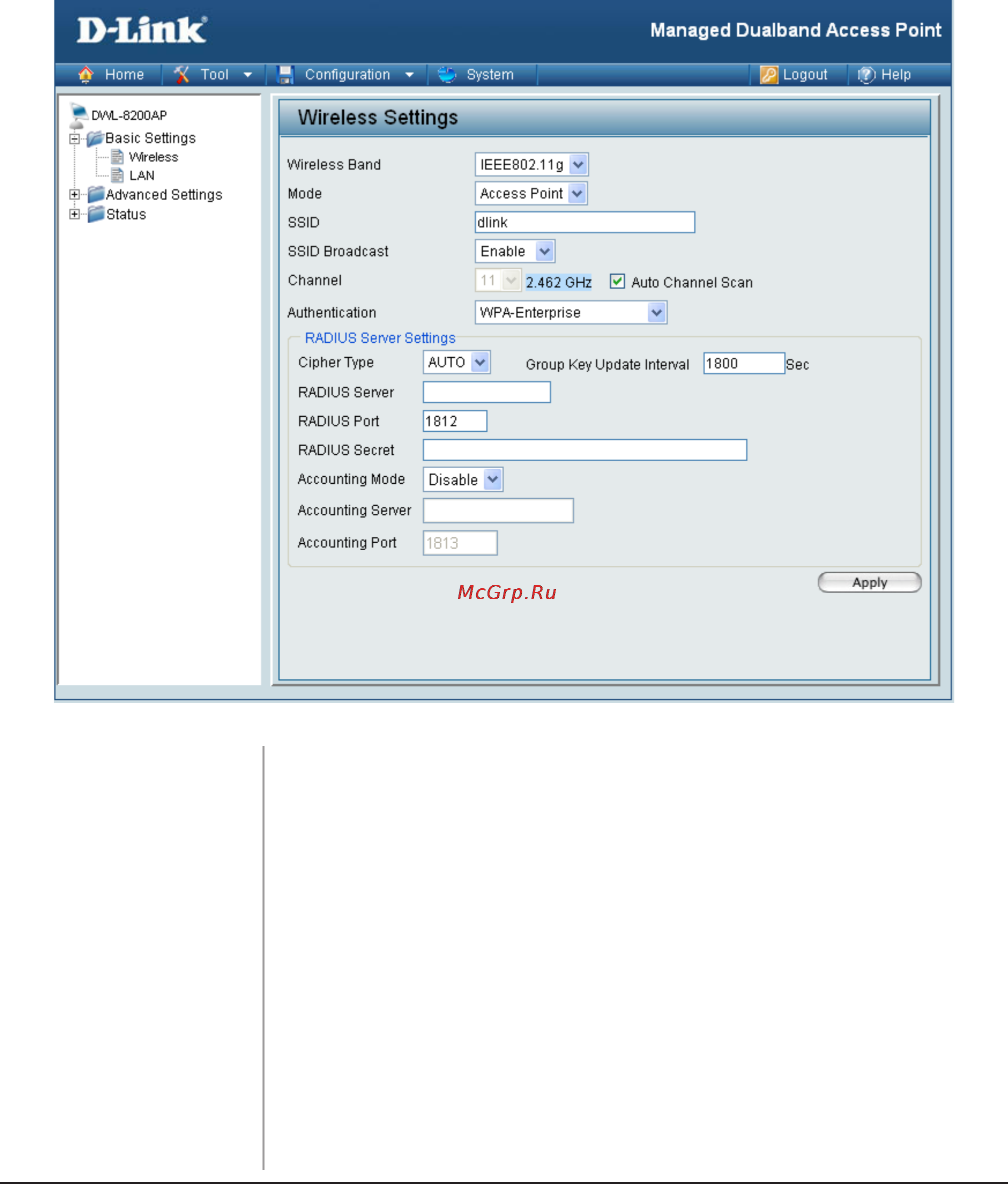 D-Link DWL-8200AP [20/95] Wpa enterprise wpa2 enterprise wpa auto enterprise