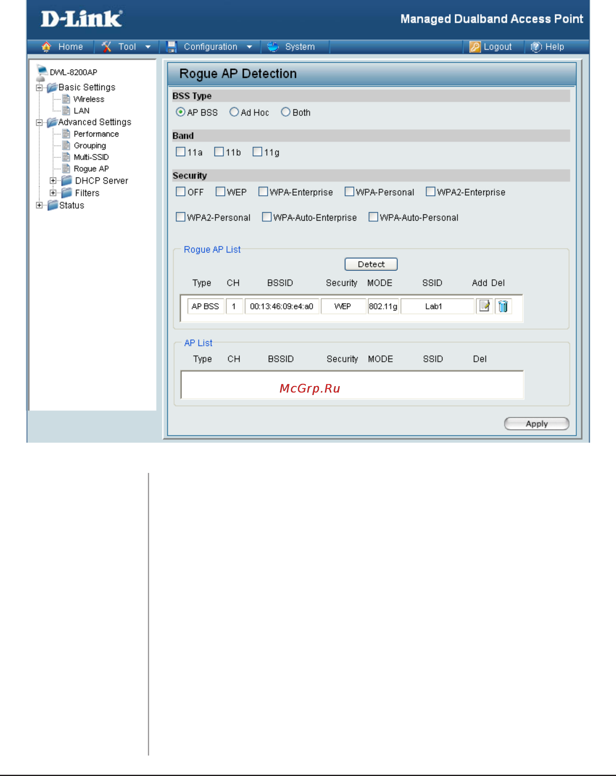D-Link DWL-8600AP [39/95] Home advanced settings rogue ap