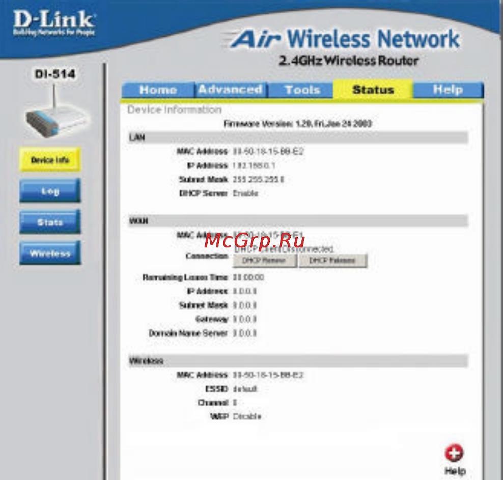 D-Link DI-514 [32/60] Device info