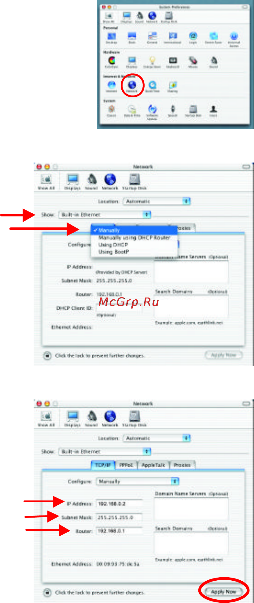 D-Link DI-514 [52/60] Networking basics assigning a static ip address with macintosh os x