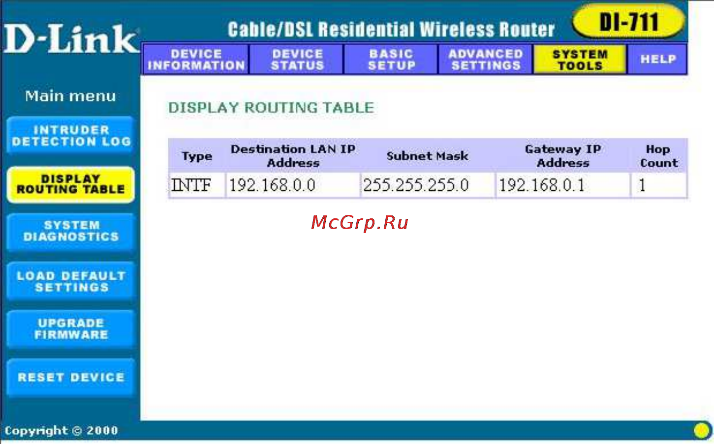 D-Link DI-711 [11/17] Показ таблицы роутинга