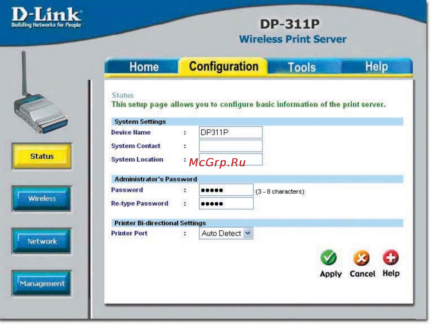 D-Link DP-311P [10/68] Status
