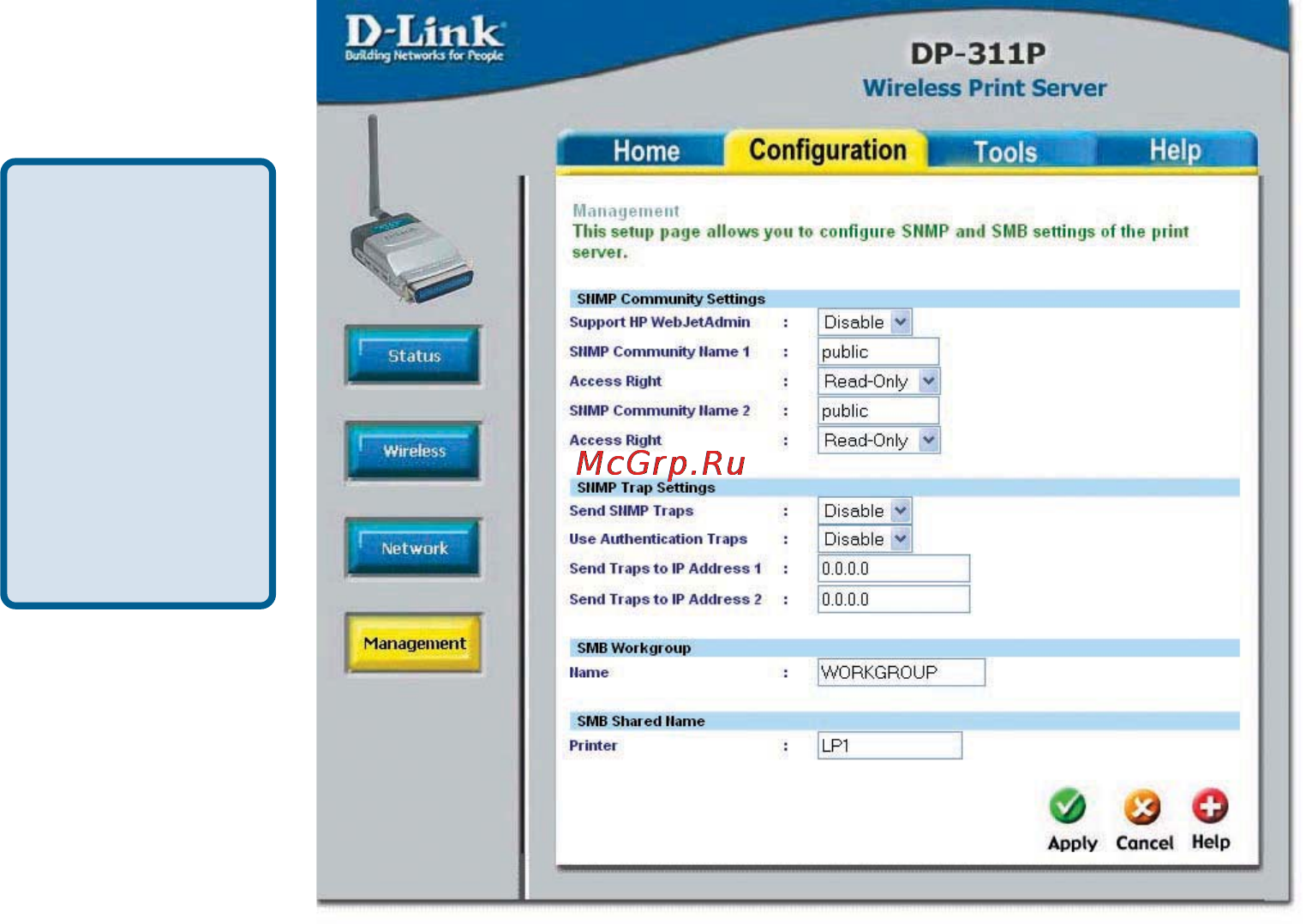 D-Link DP-311P [14/68] Management