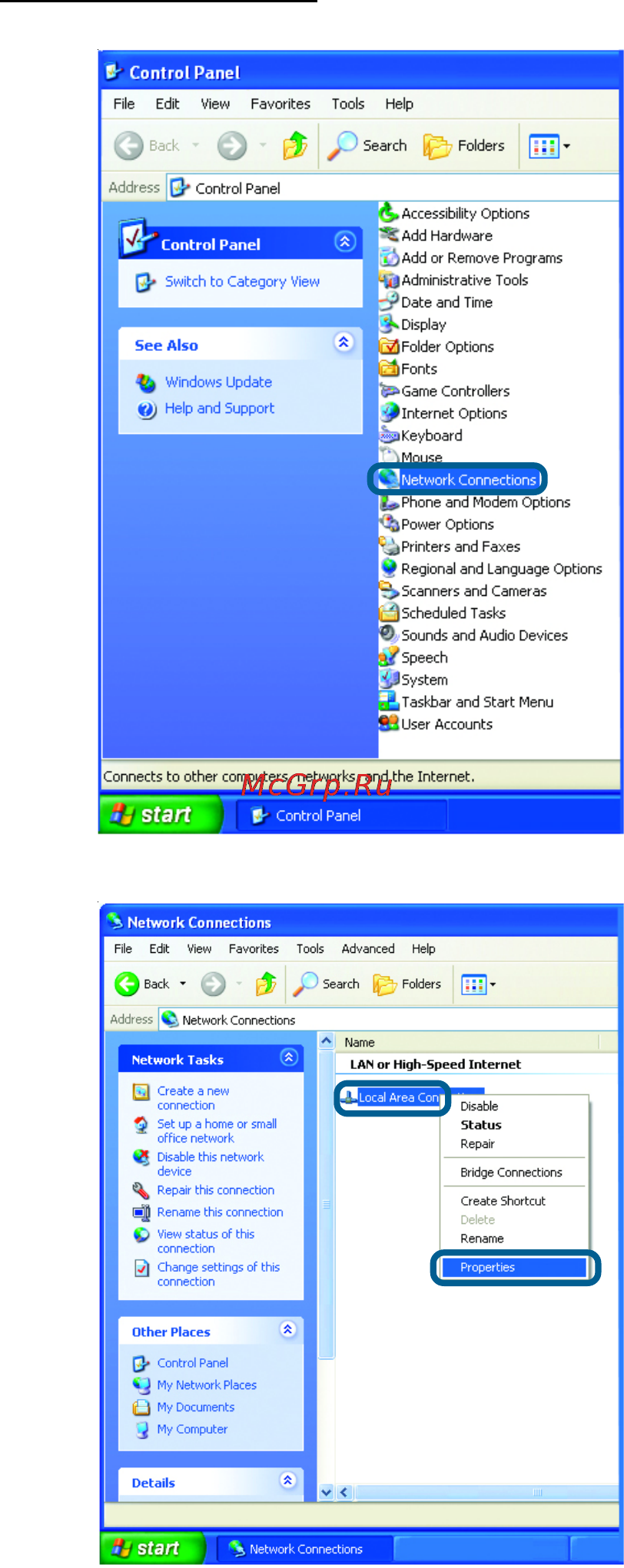 D-Link DP-311P [52/68] Networking basics continued assigning a static ip address in windows xp 2000 continued