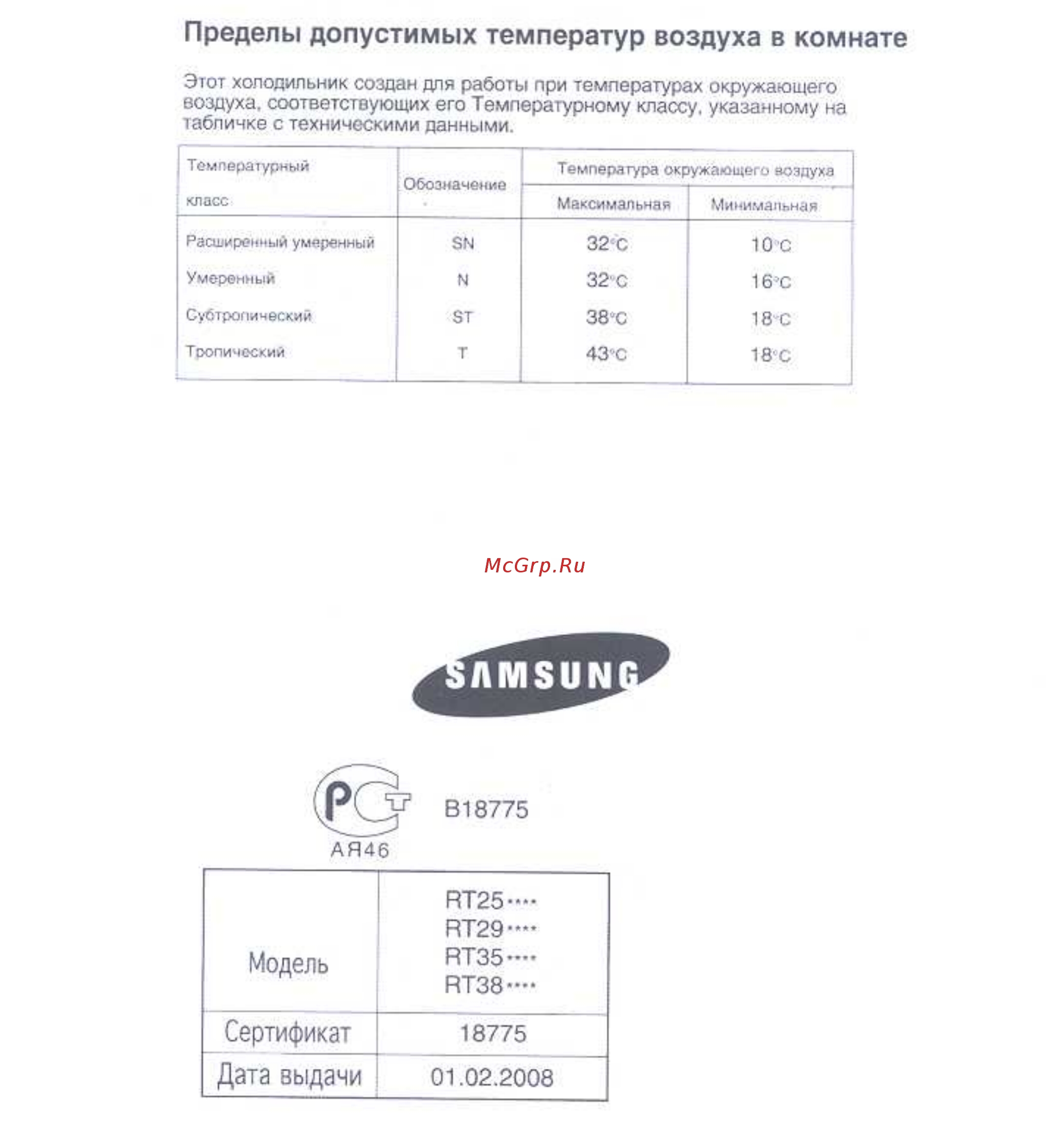 Samsung RT-29 BVPW [18/18] Дата выдачи 01 2 008